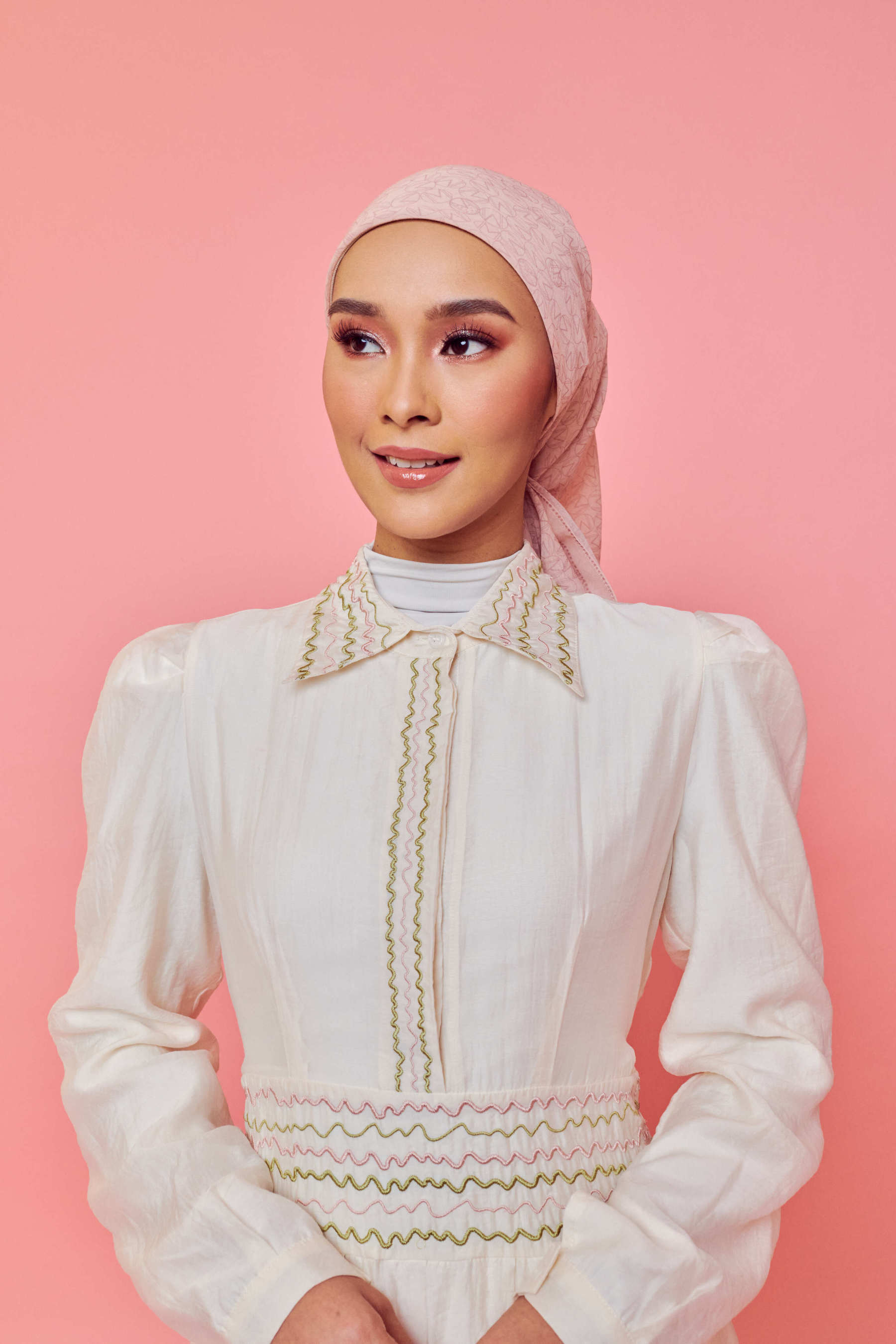 Odilia Ivory Collared Long Sleeve Dress