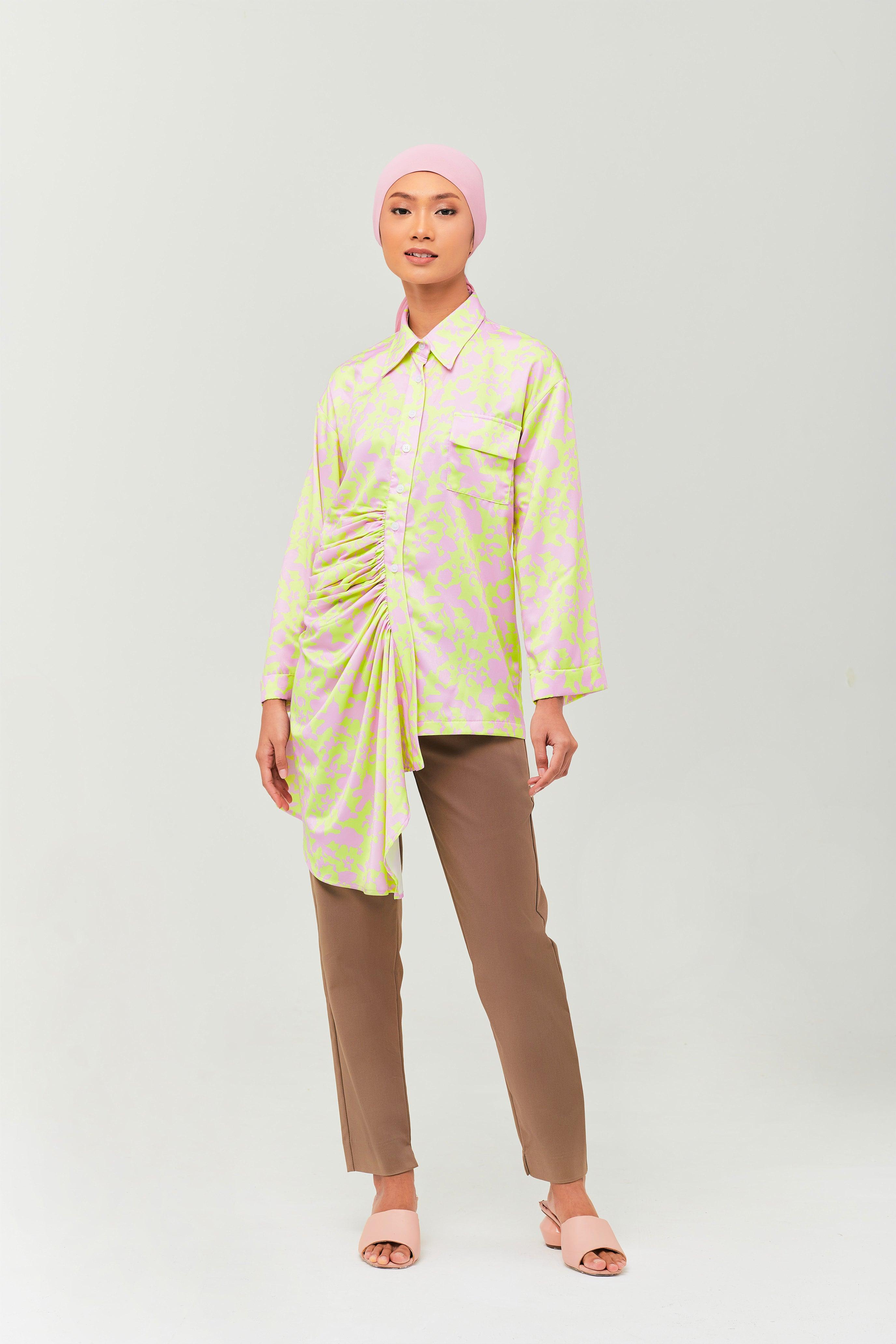 Lime Daffodil Ruched Top - Mimpikita