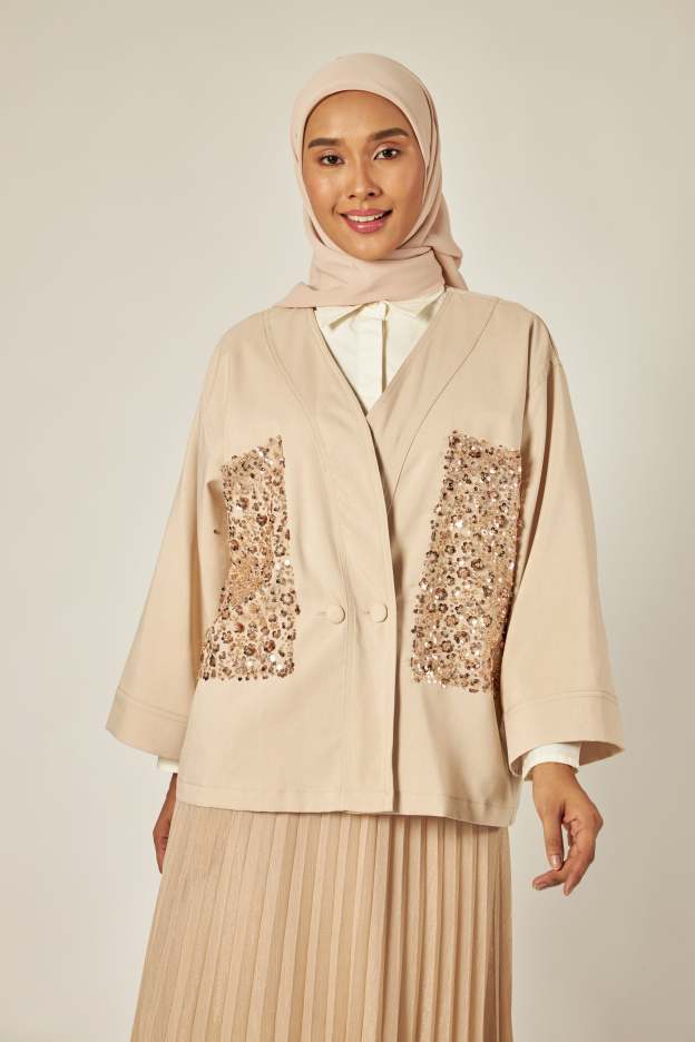 Lucille Nude Sequin Kimono
