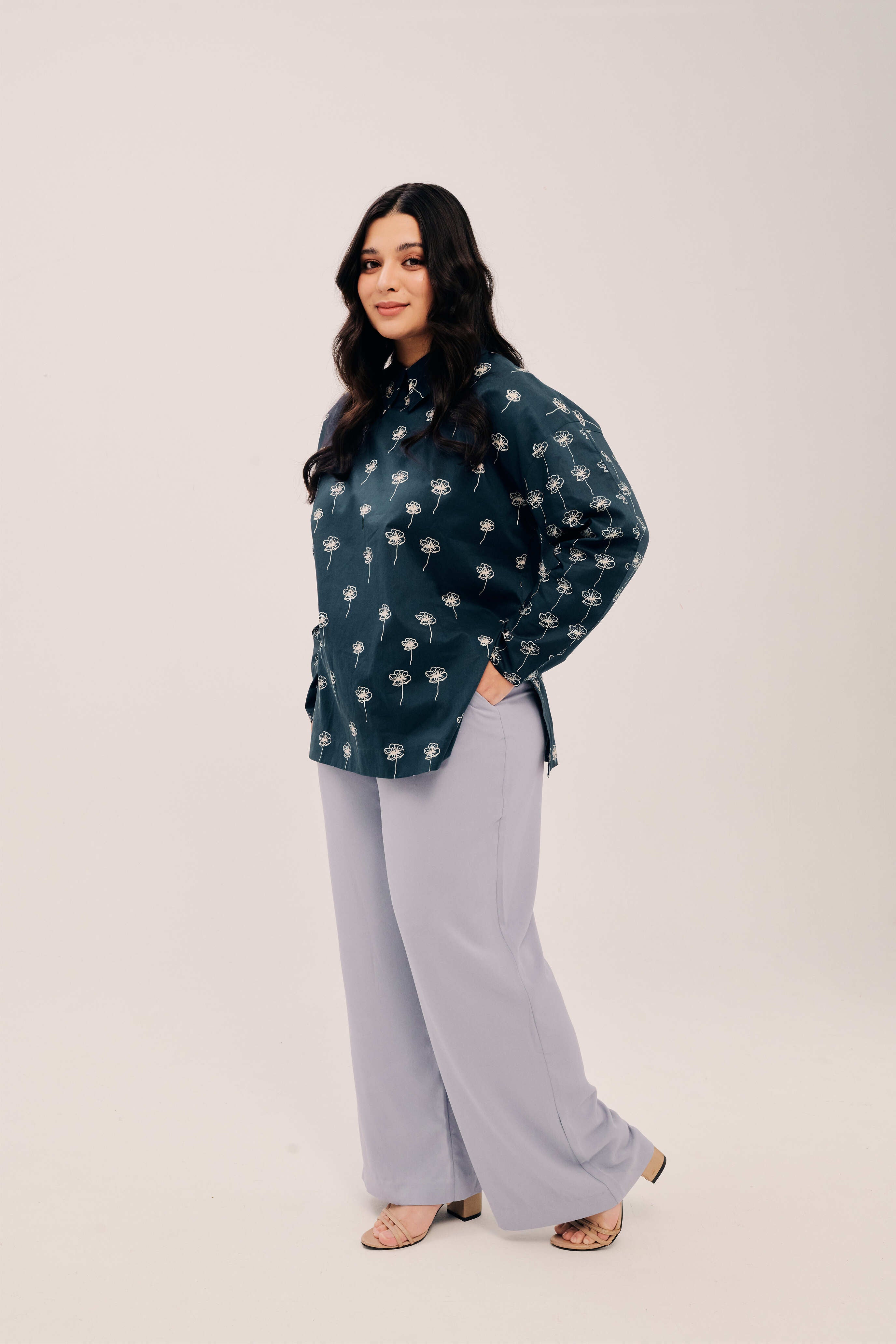 Fleurs Navy Top - Ladies Navy Floral Top