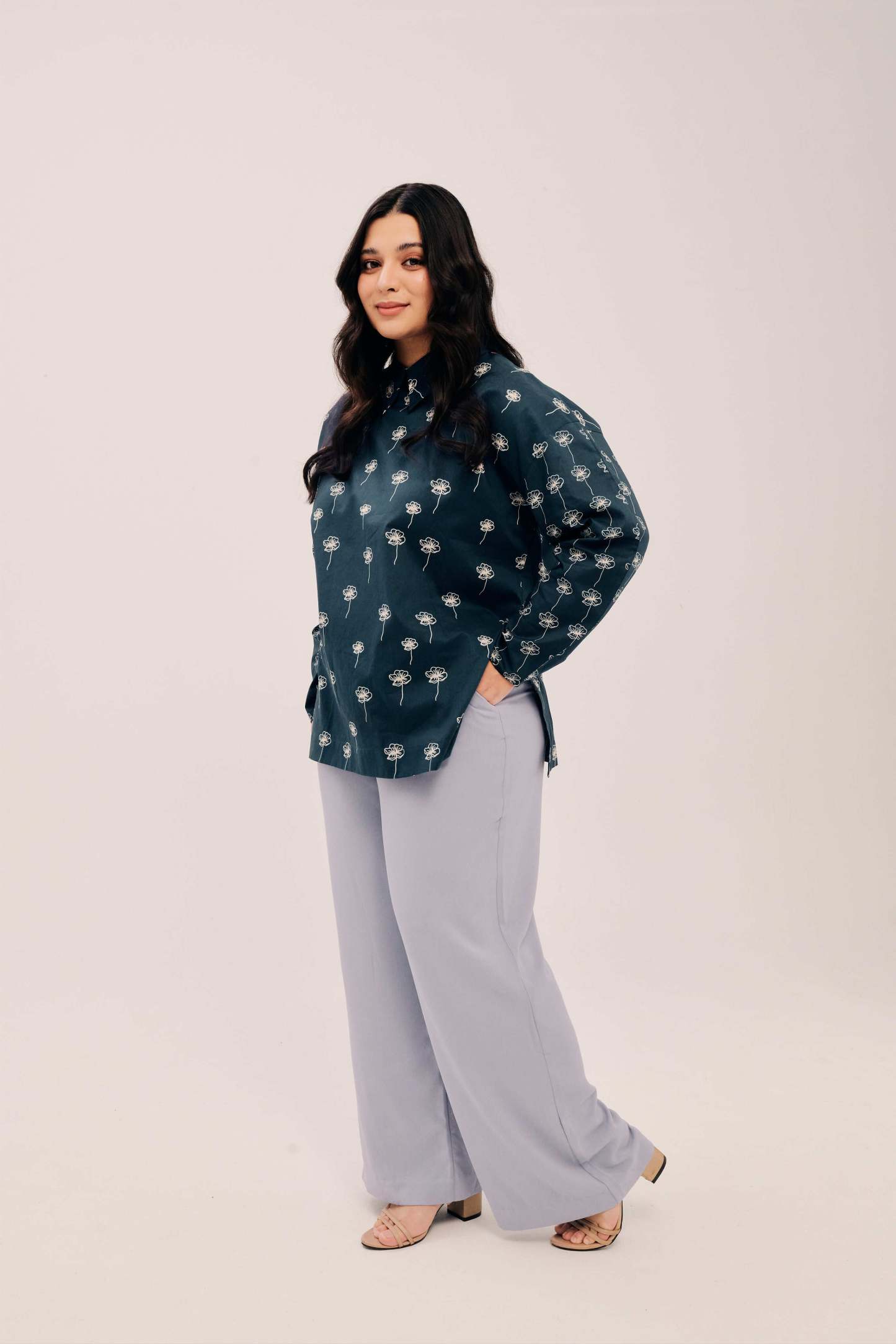 Fleurs Navy Top - Ladies Navy Floral Top