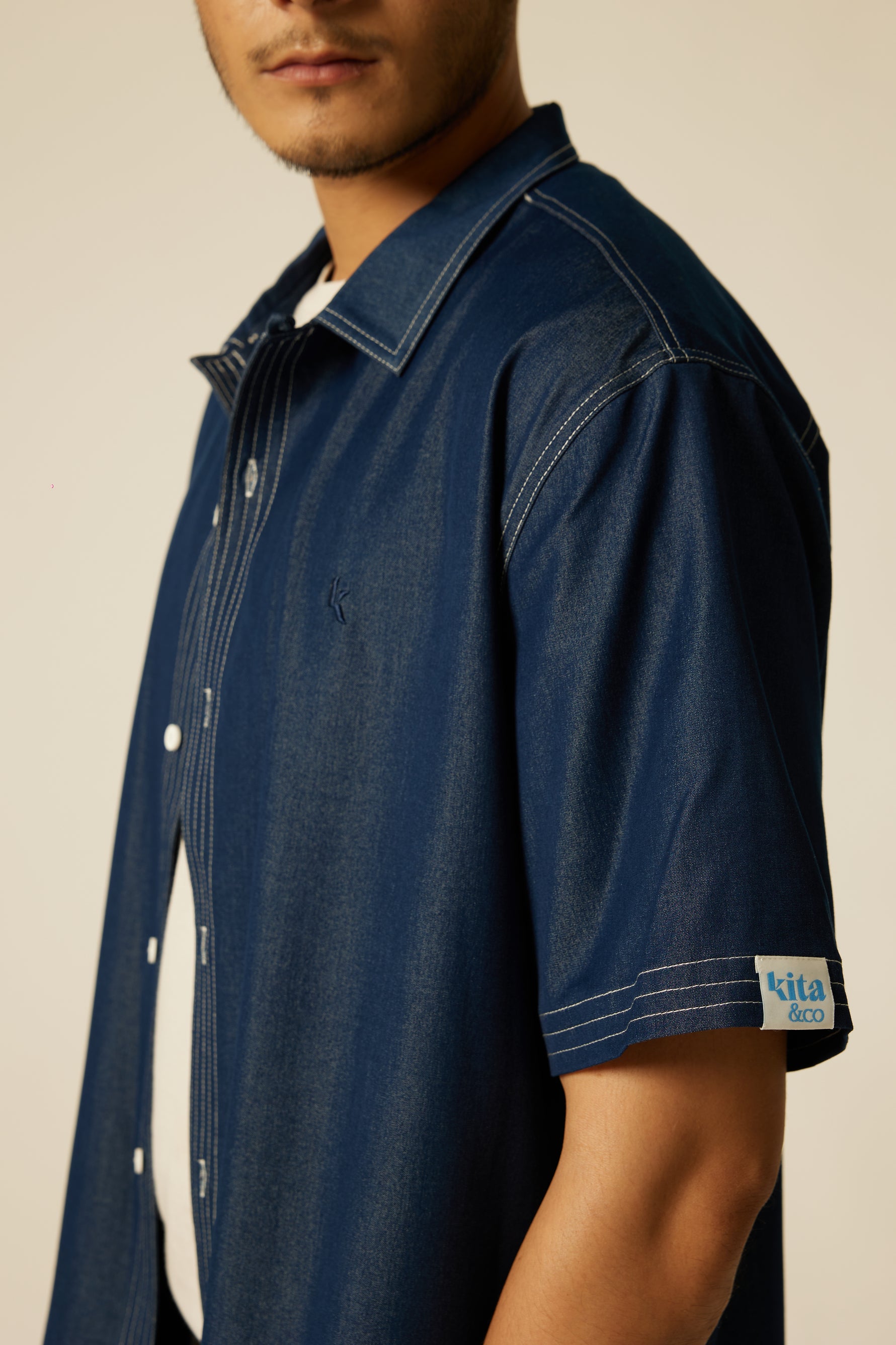 Men's Relaxed Denim Shirt - Dark Blue