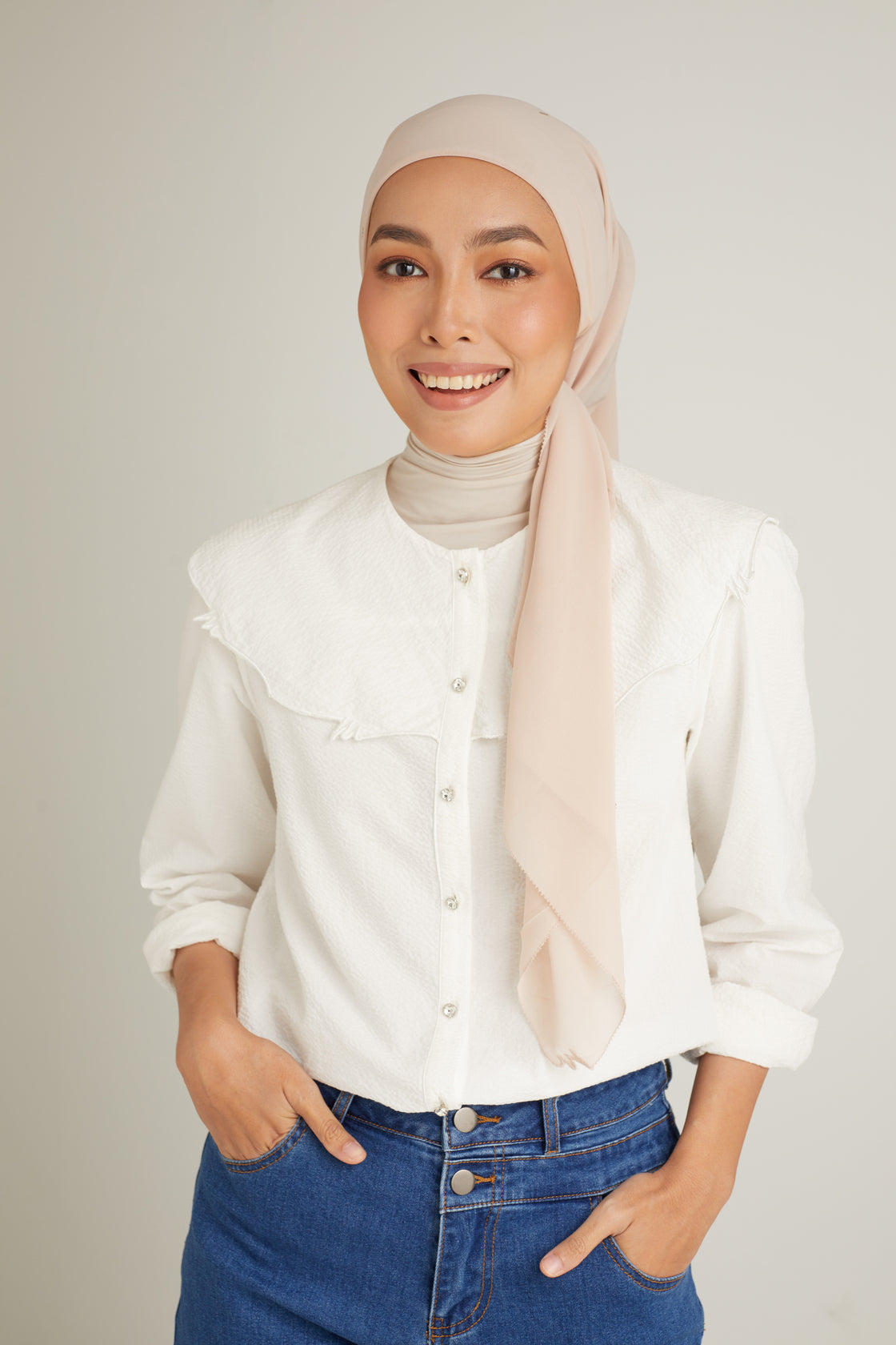 Clara Soft Nude Color Scarf 