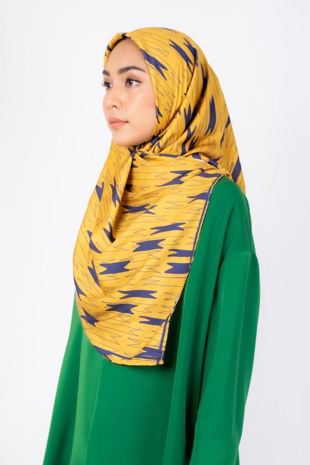 Miu Yellow Satin Square Scarf