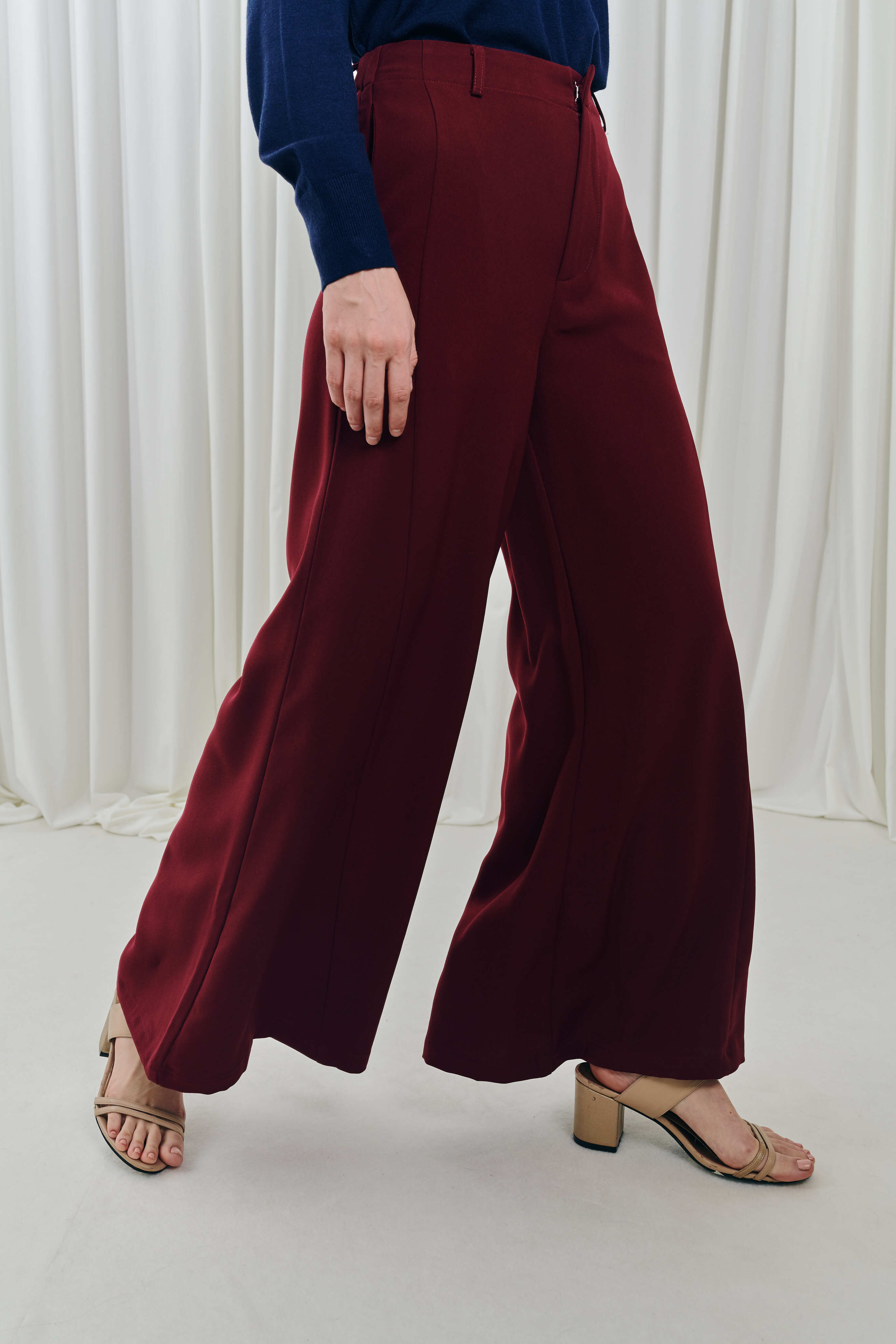 Dark Maroon Wide Leg Pants