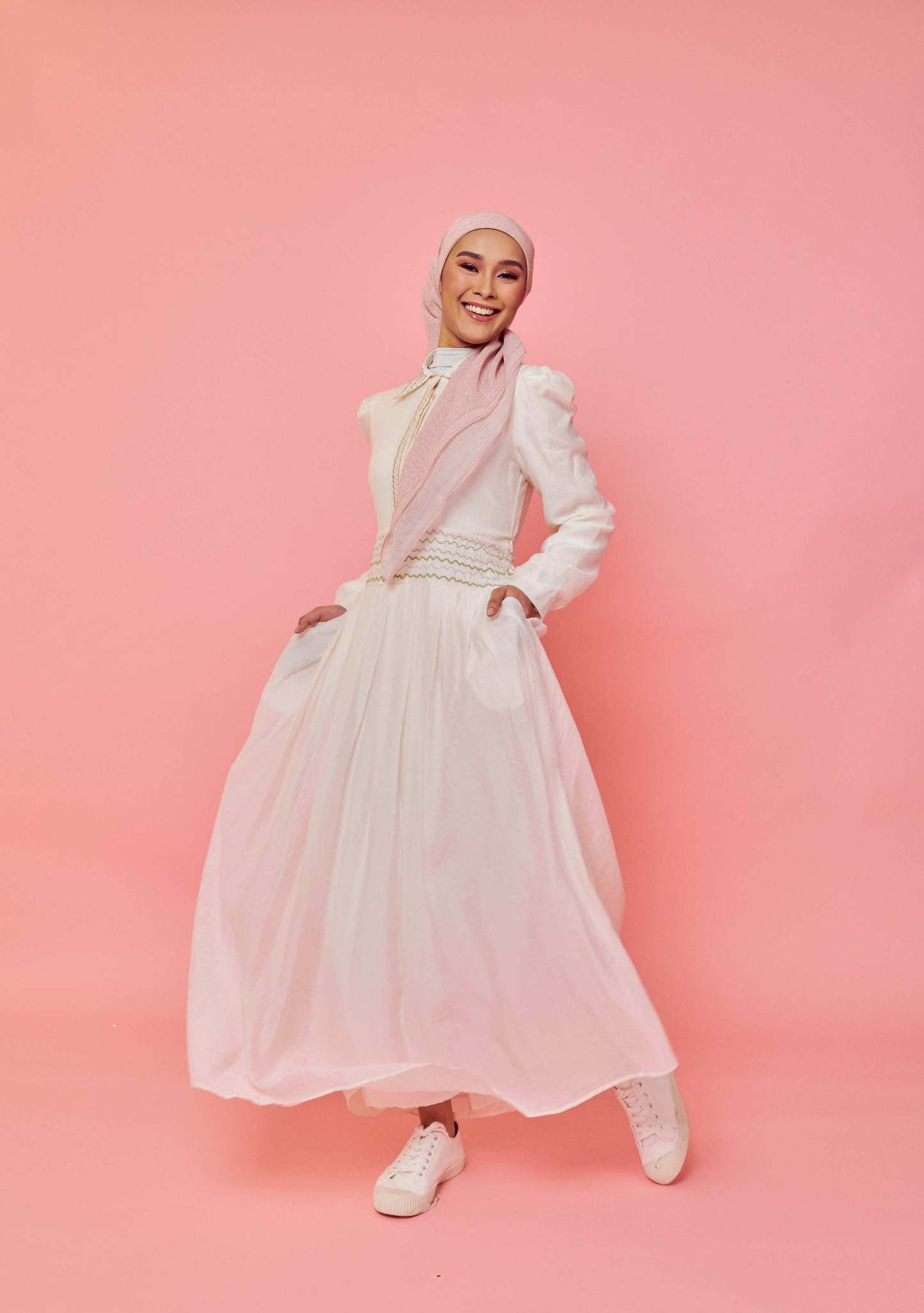 Odilia Ivory Collared Long Sleeve Dress