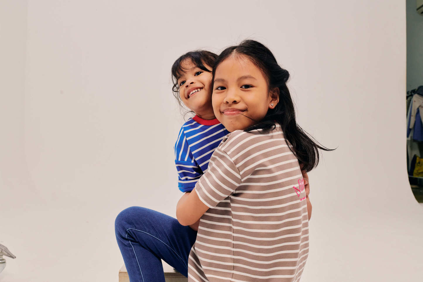 Mini Classic Embroidered Grey Short Sleeve Striped Shirt
