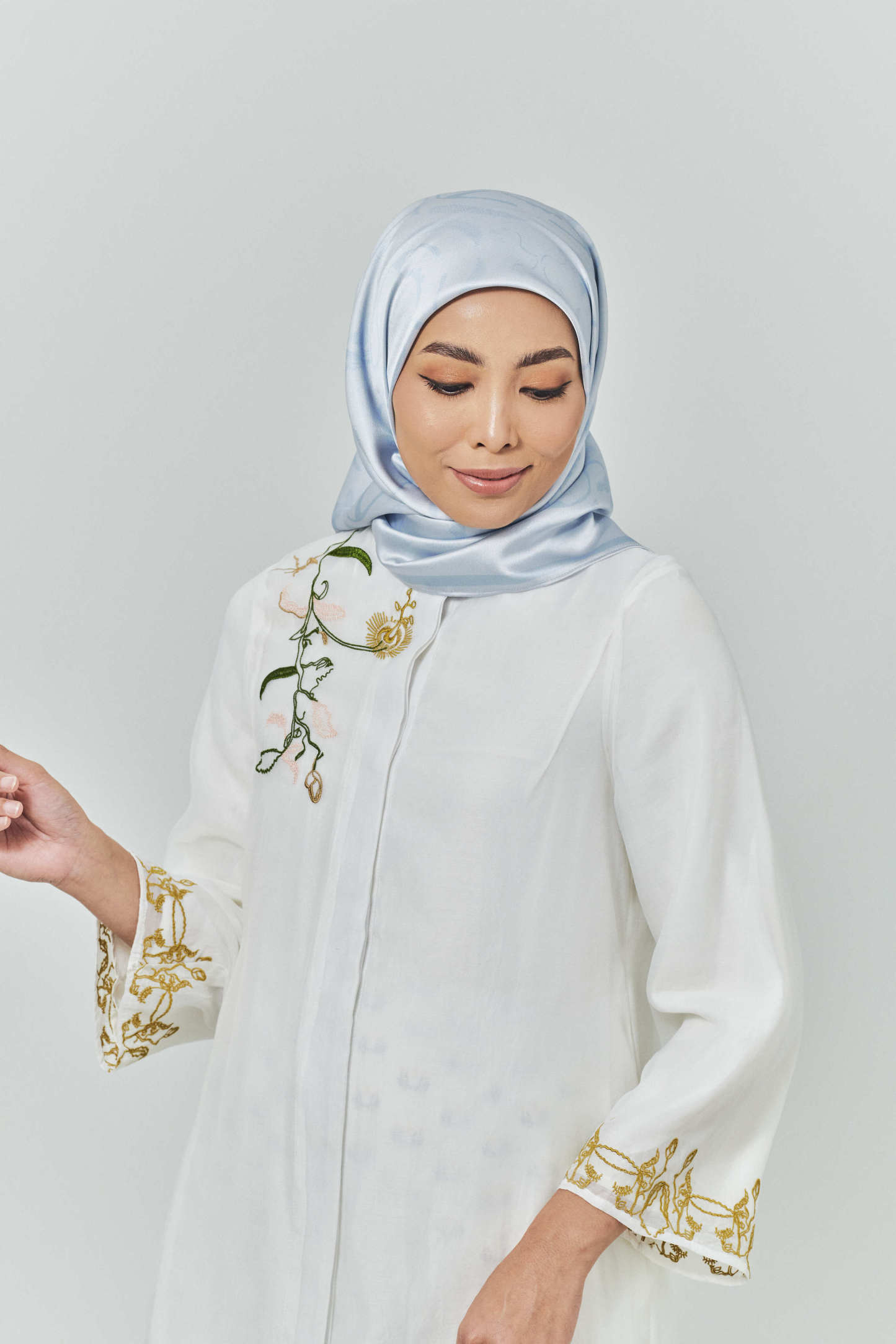 Hanna Powder Blue Satin Square Scarf