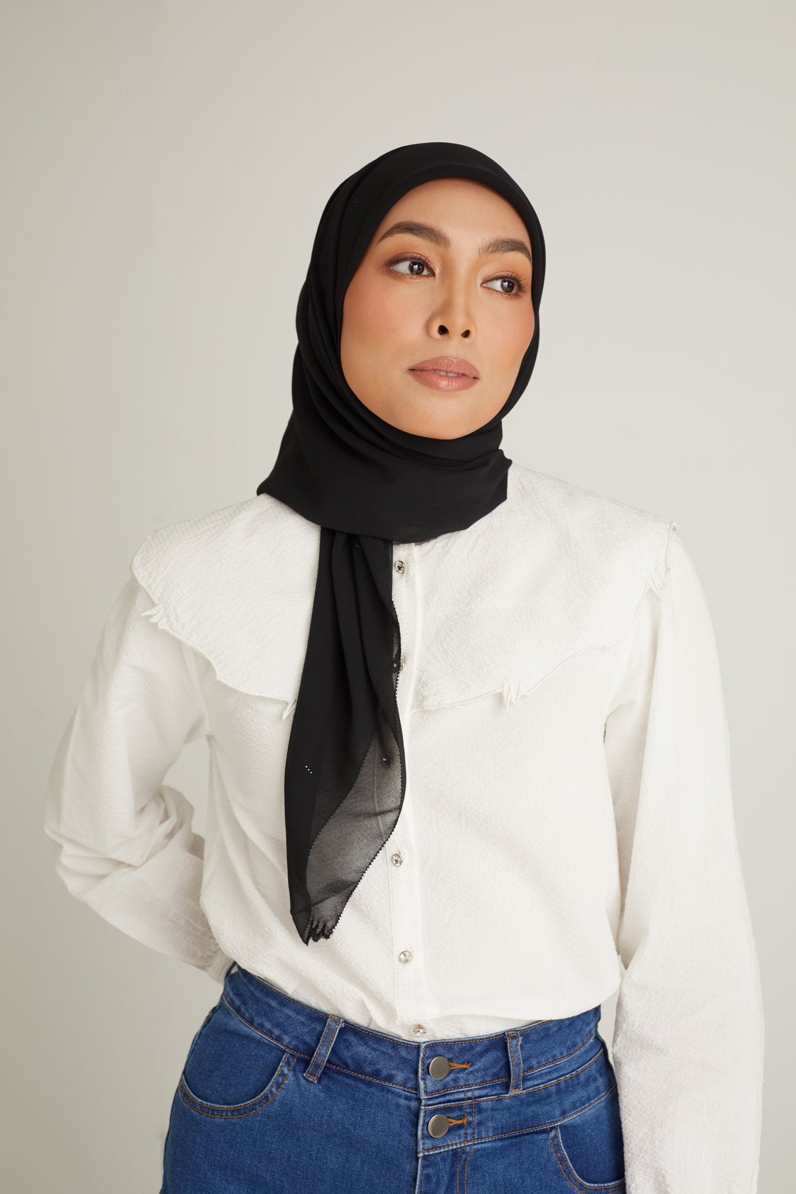 Clara Black Head Scarf 