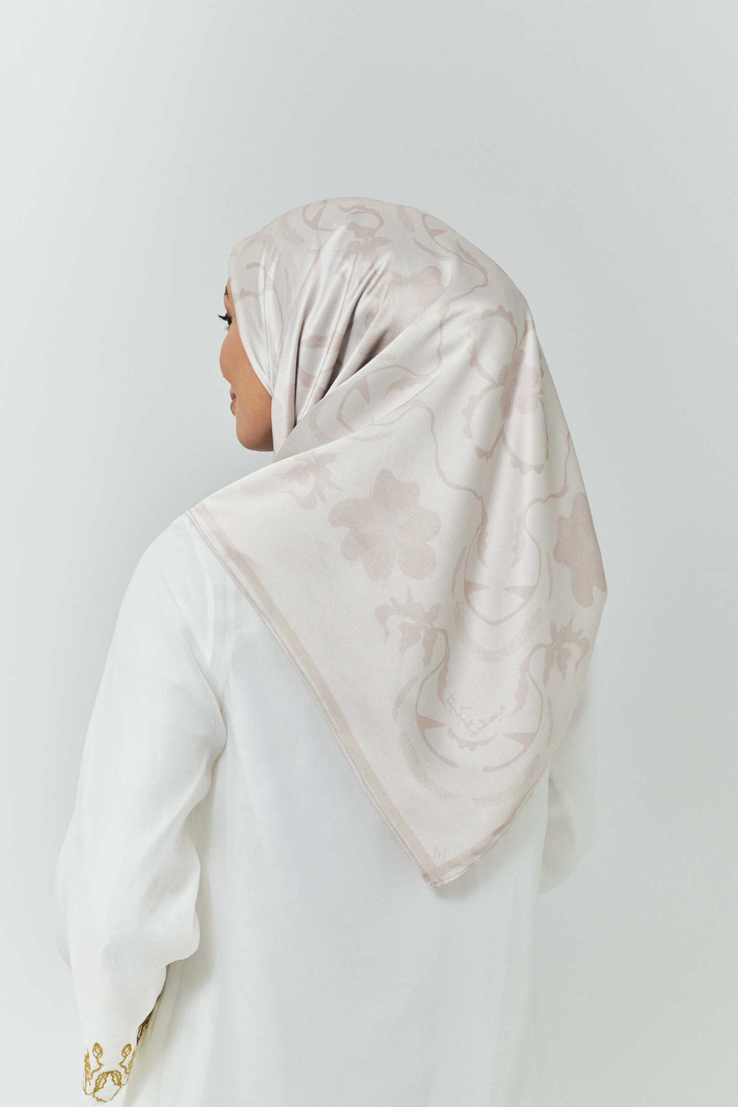 Hanna Champagne Satin Square Scarf