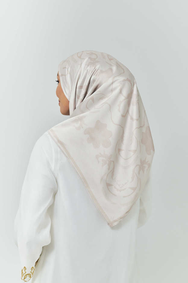 Hanna Champagne Satin Square Scarf