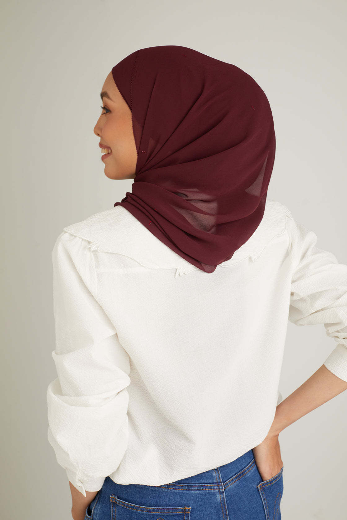 Cacia Plum Chiffon Shawl 