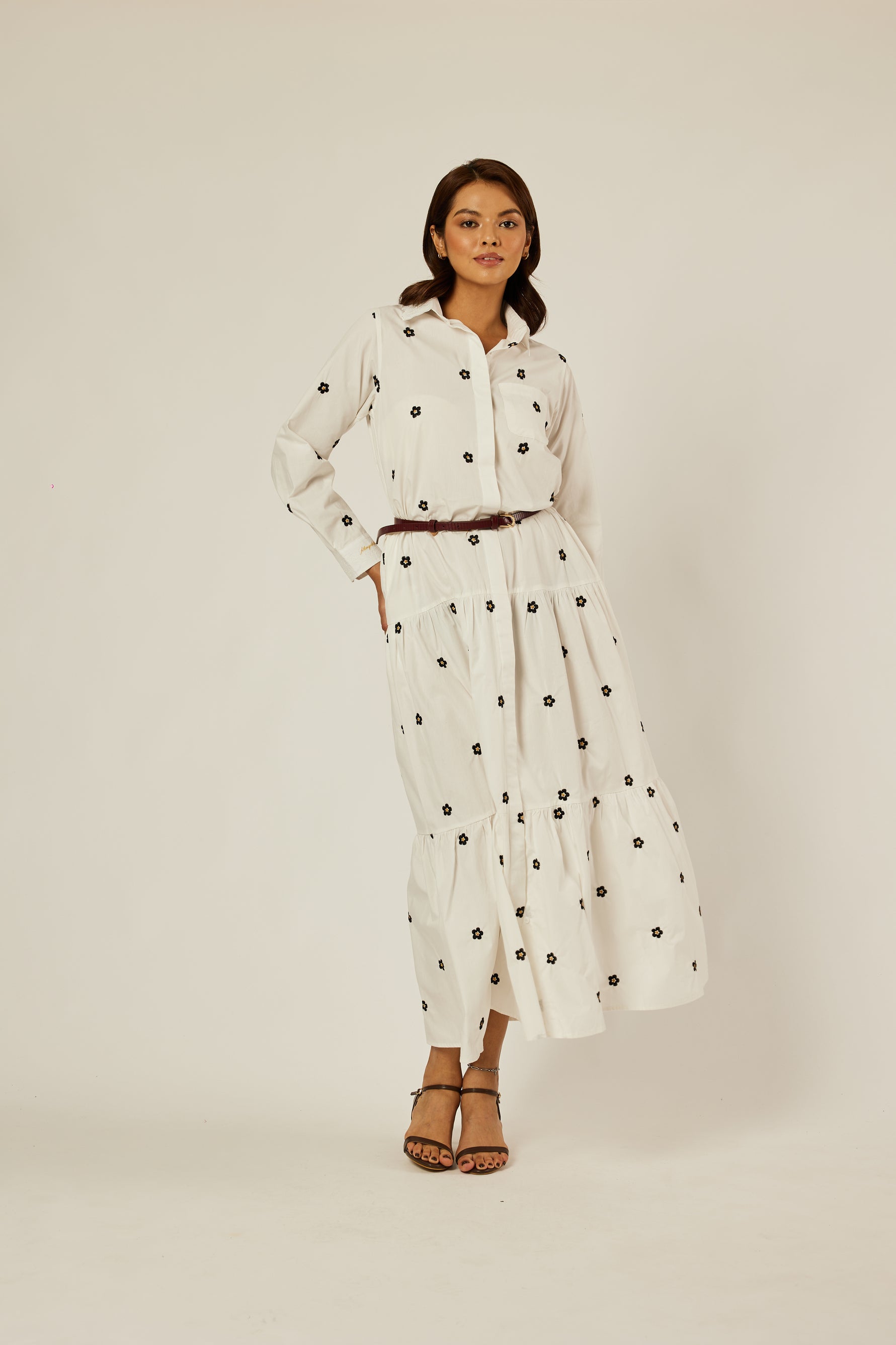 Reed White Embroidered Dress