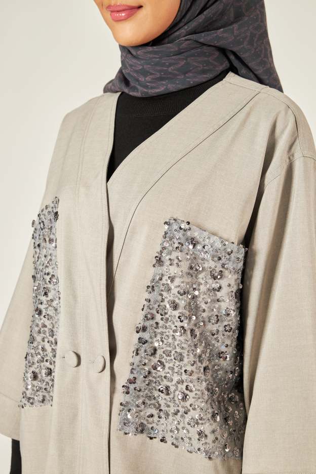Lucille Grey Sequin Kimono