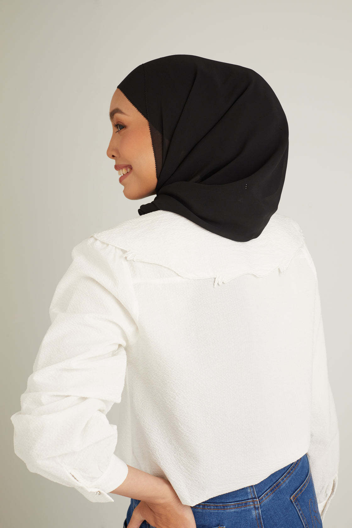 Cacia Black Chiffon Shawl