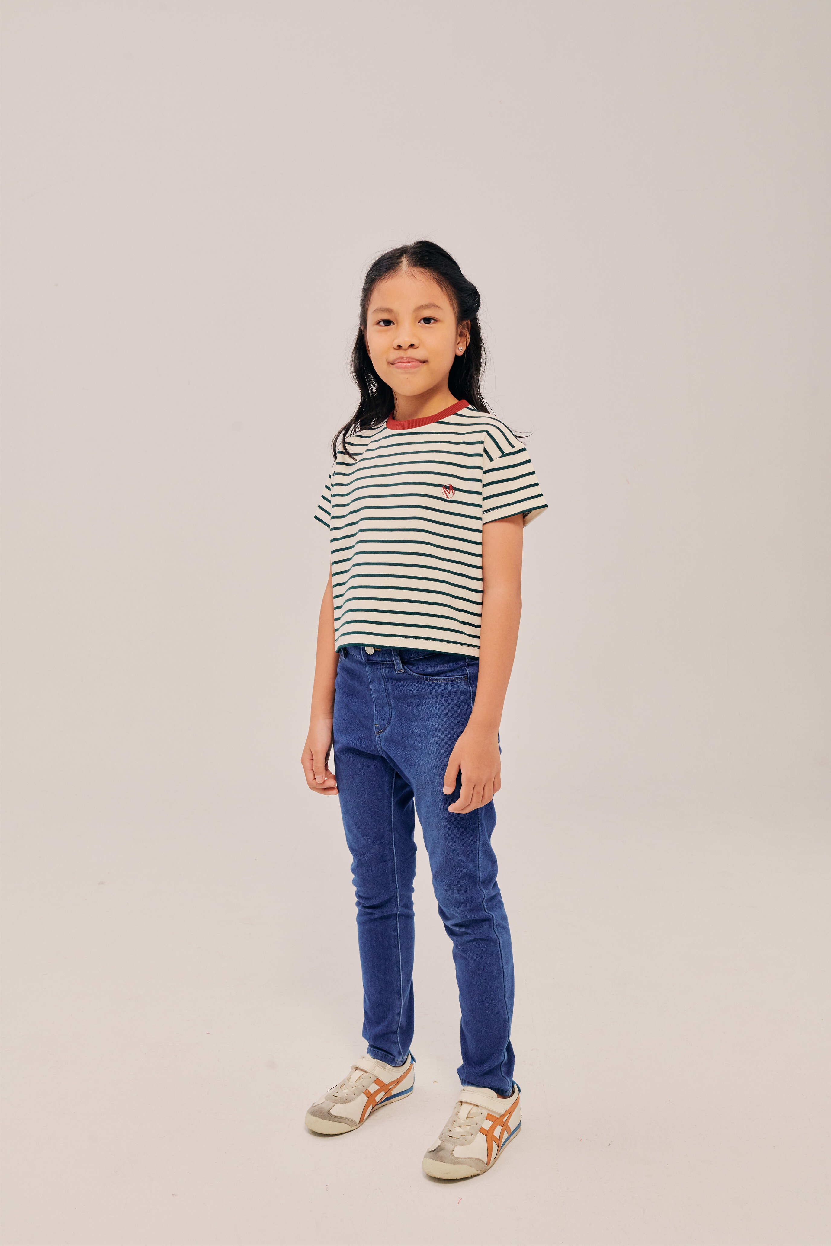 Mini Classic Embroidered Ivory Striped Shirt