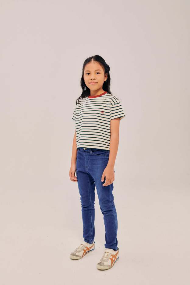 Mini Classic Embroidered Ivory Striped Shirt
