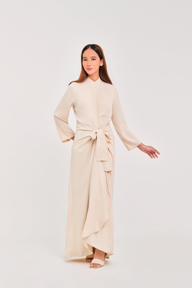 Ivory Buttoned Wrap Dress - Mimpikita