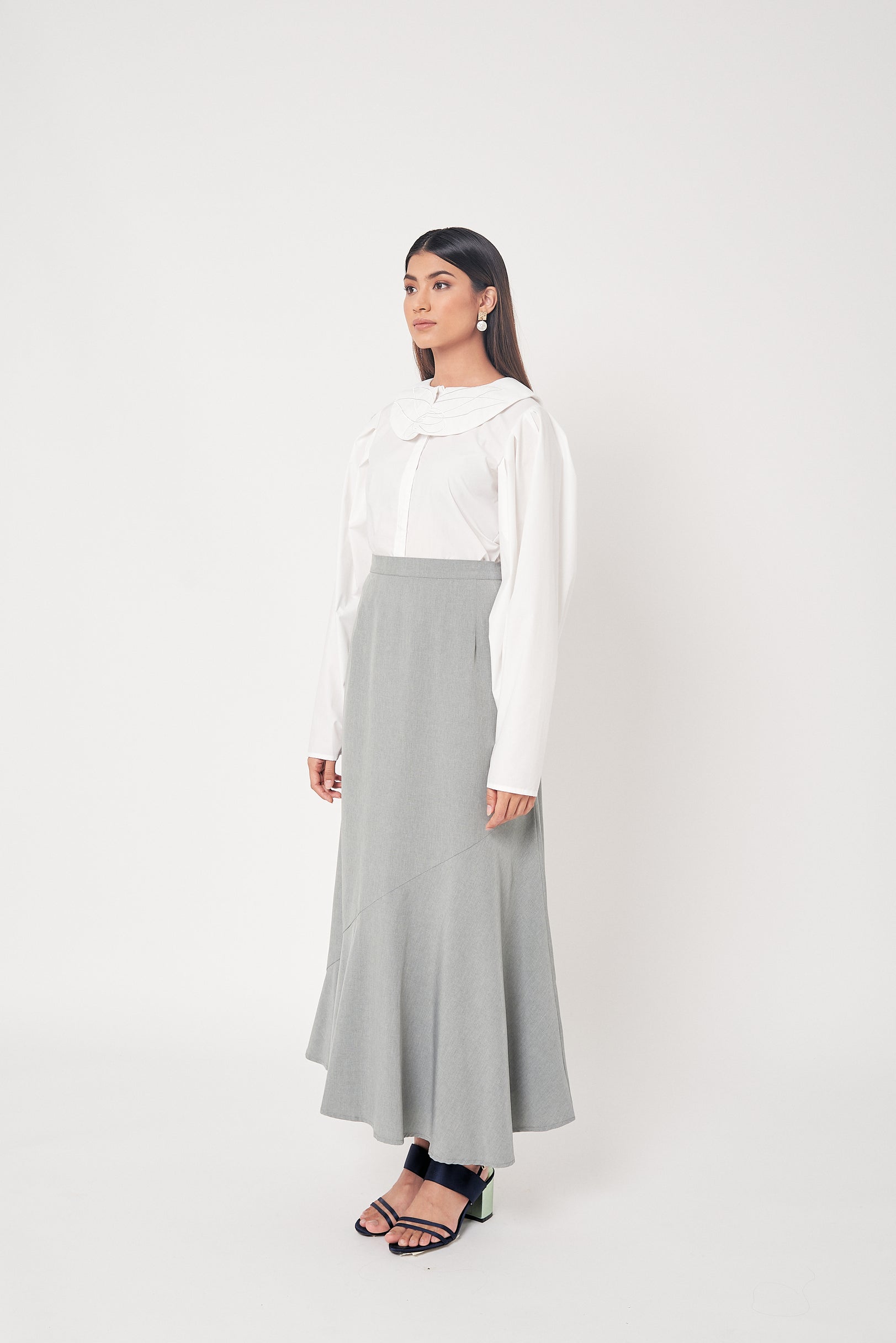 Grey Side Bias Skirt