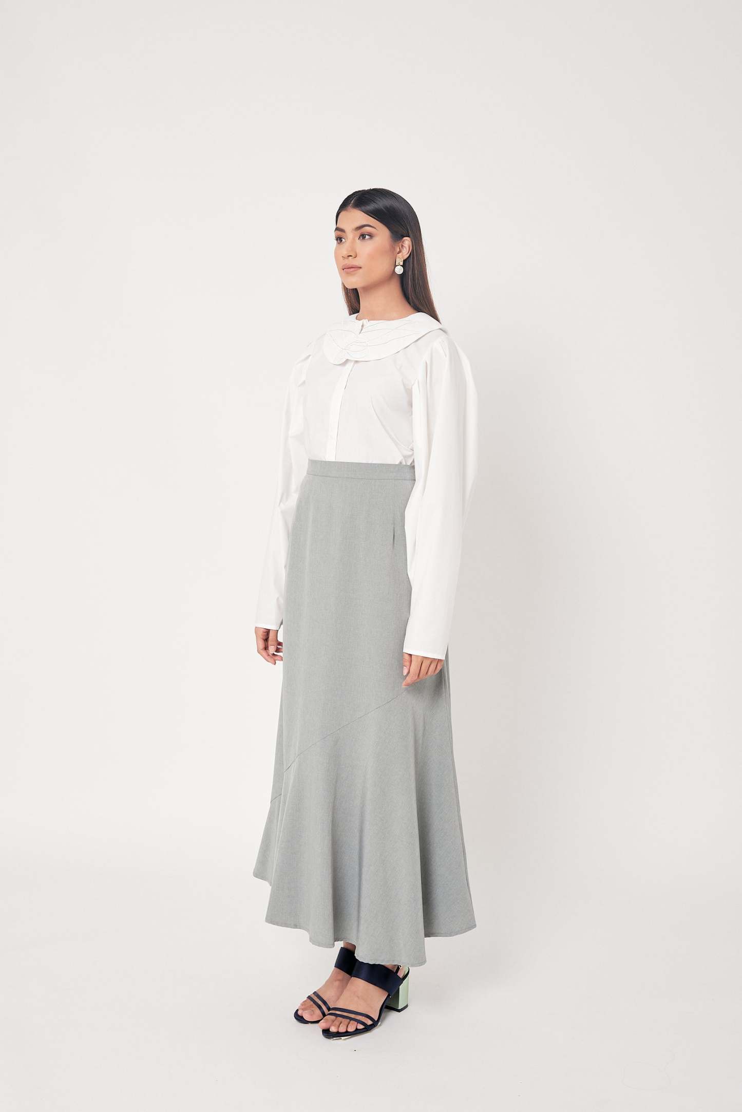 Grey Side Bias Skirt