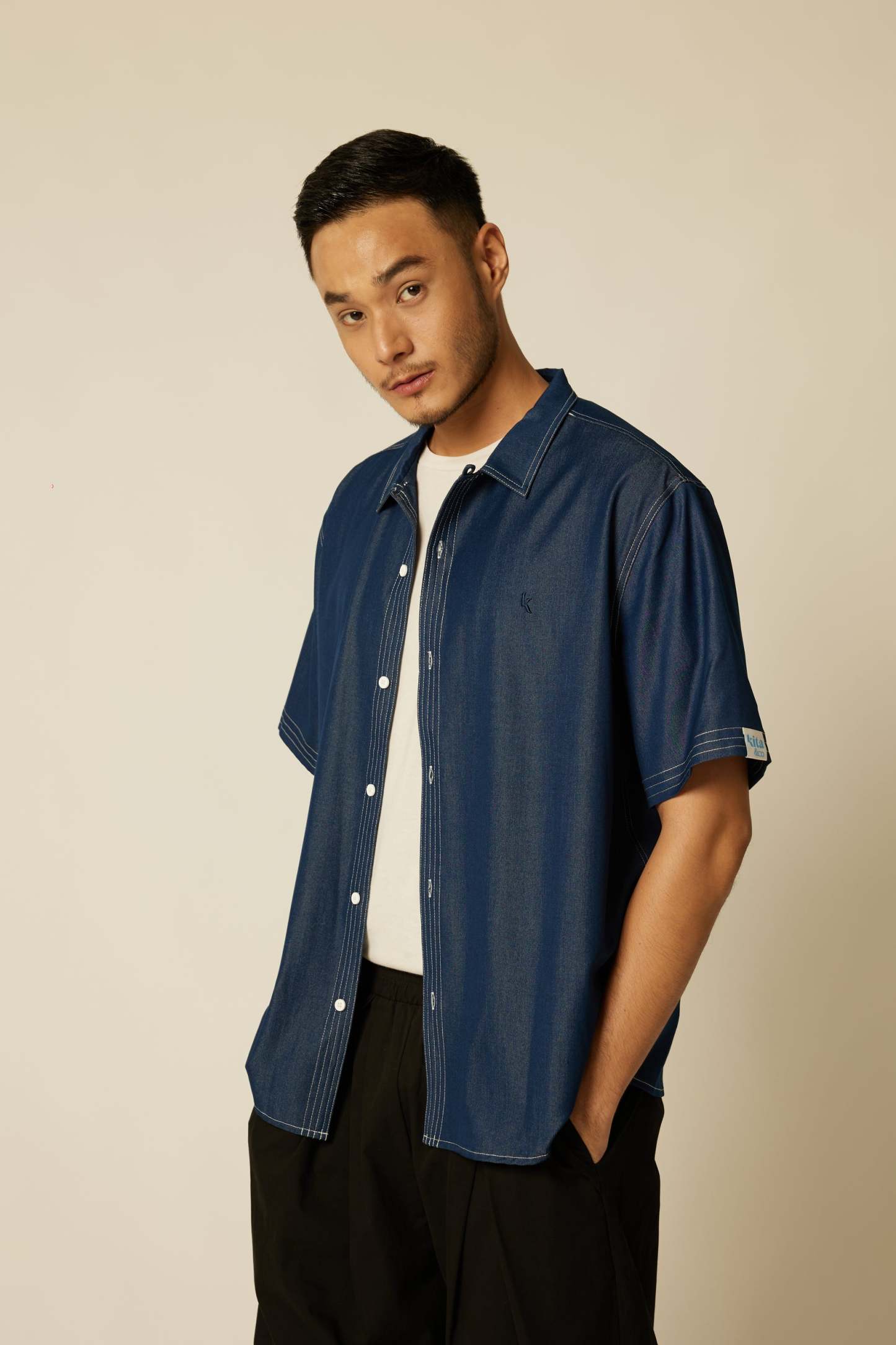 Men's Relaxed Denim Shirt - Dark Blue