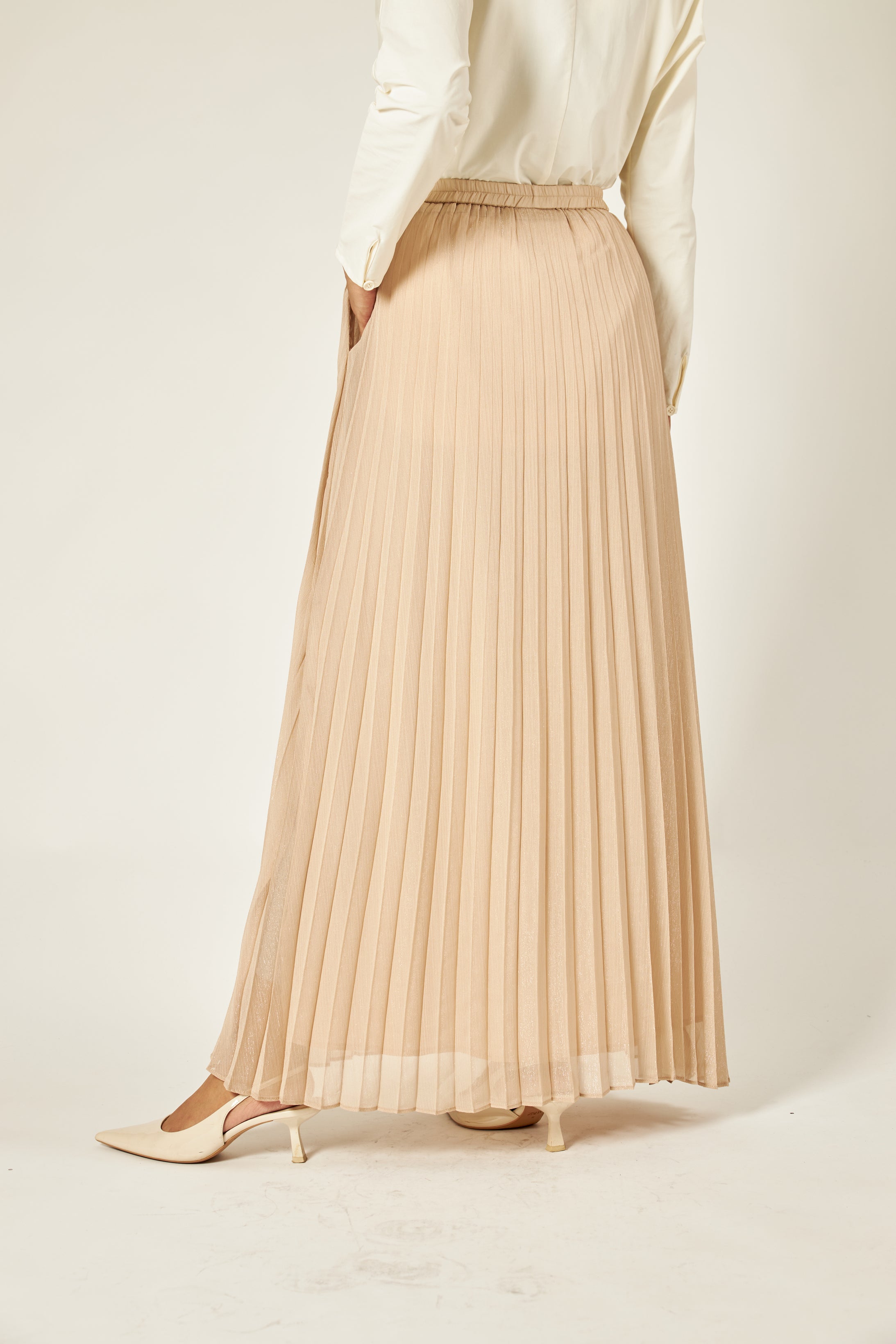 Eloise Nude Glitter Pleated Skirt