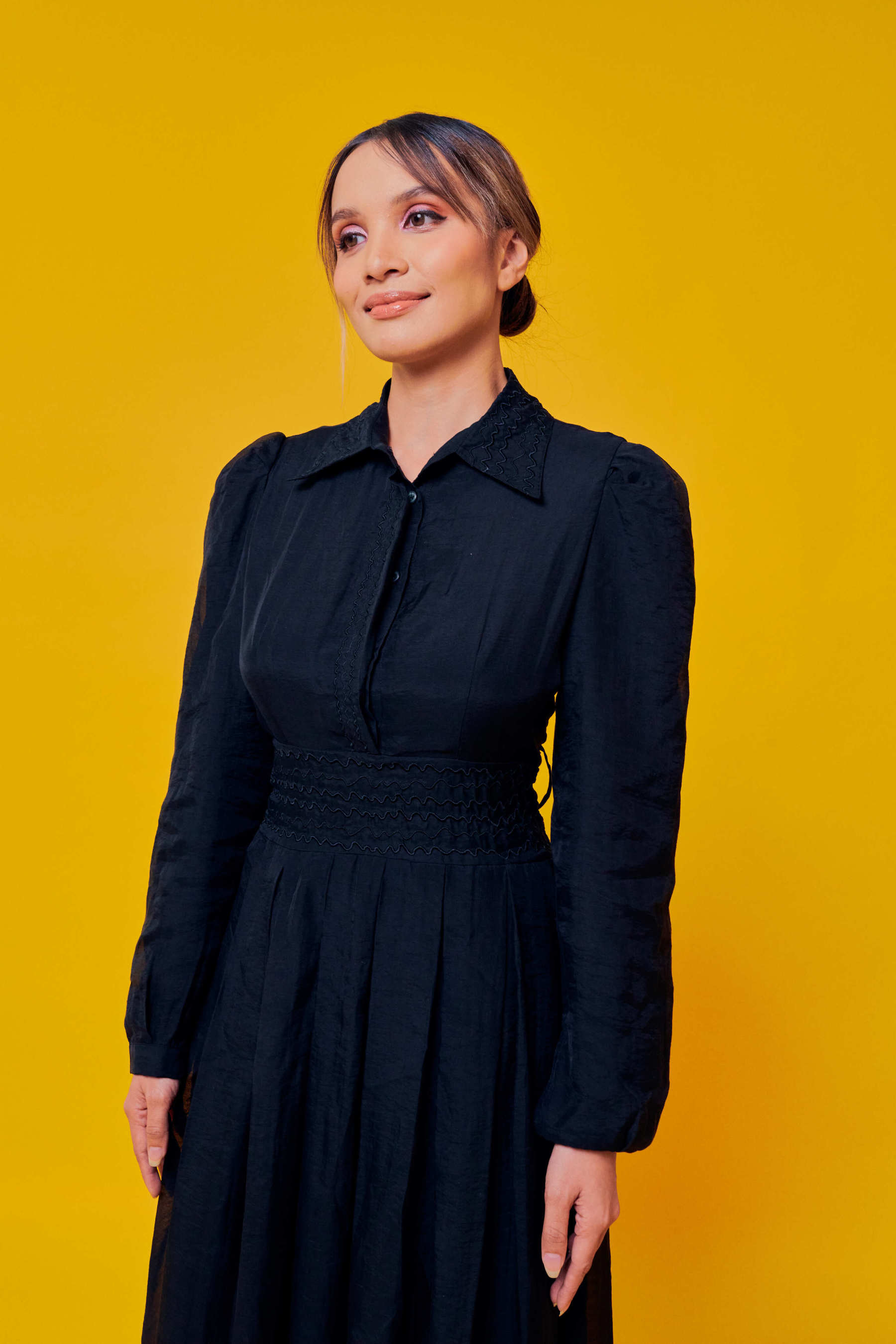 Odilia Black Collared Dress