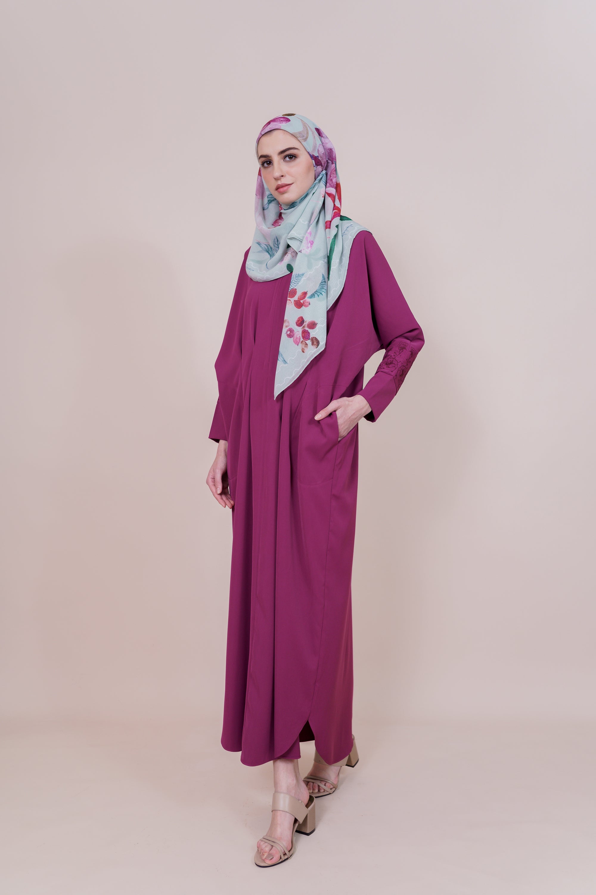 Medina Embroidered Plum Color Dress