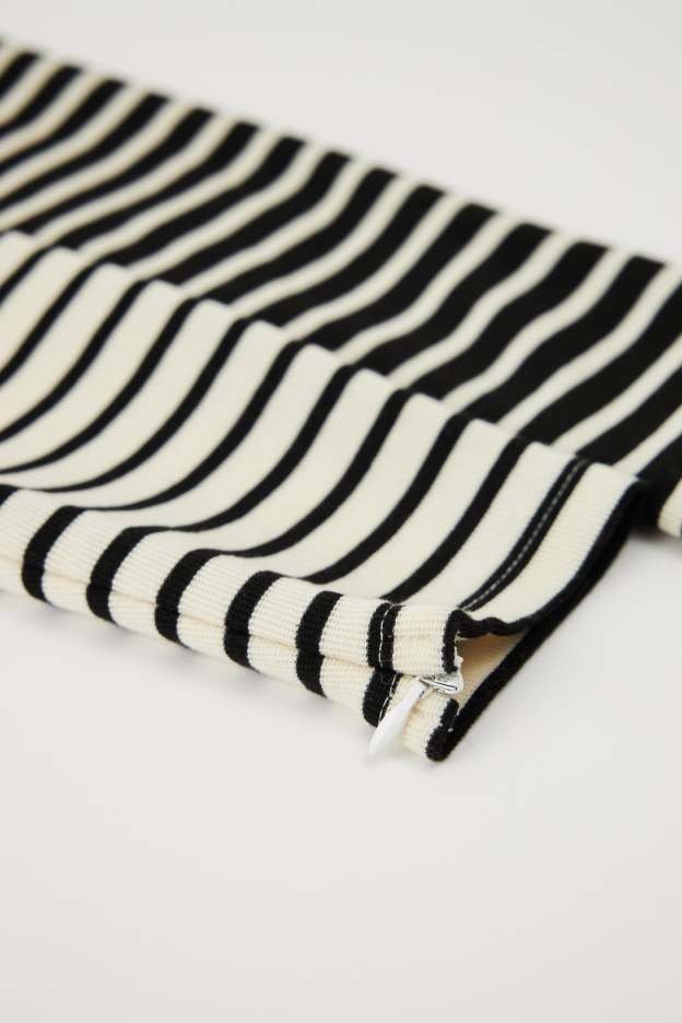 Black Striped Wool Top for Women