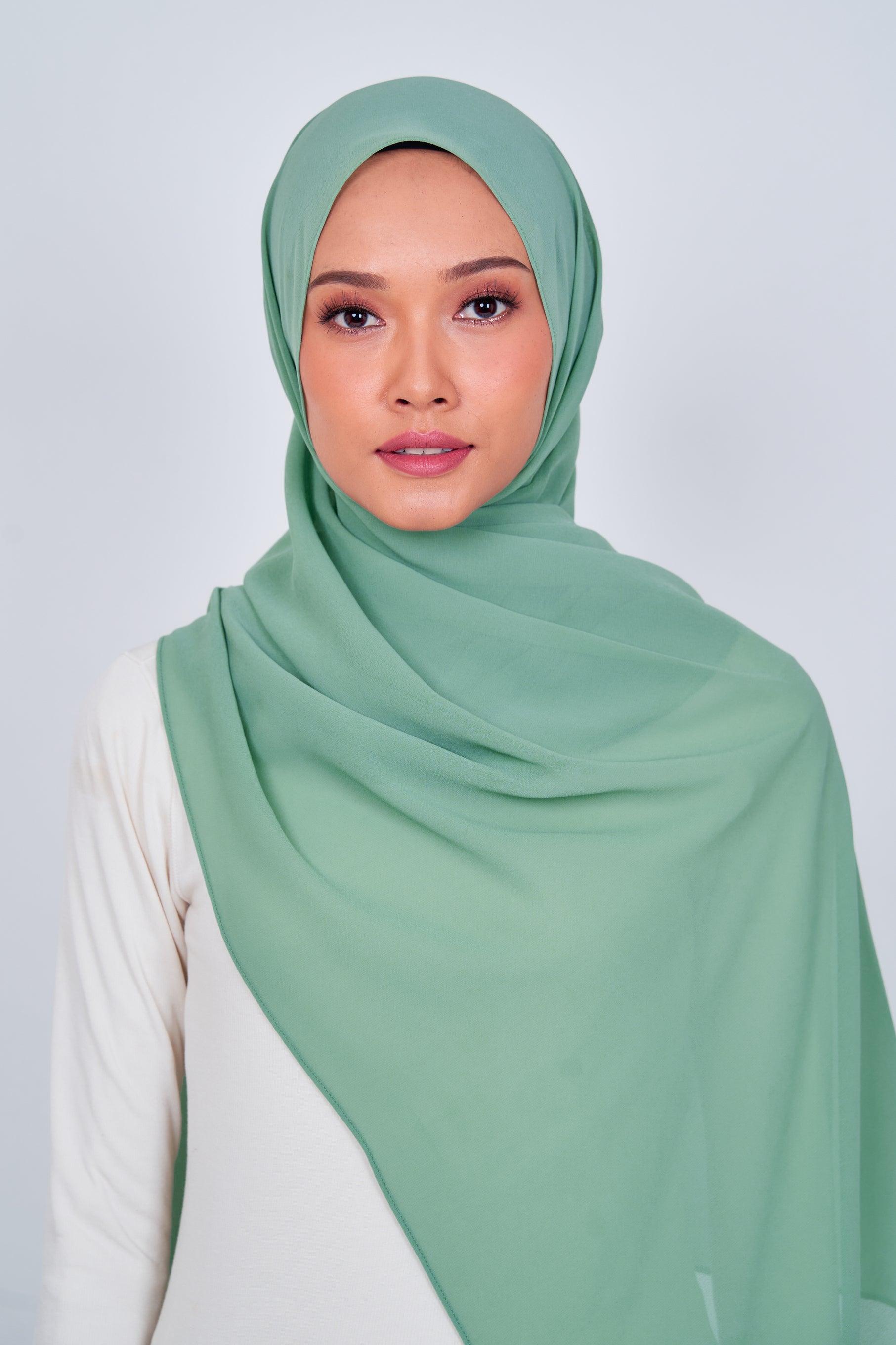 Women's Chiffon Shawl in Smoke Green