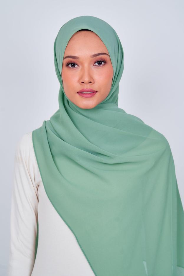 Women's Chiffon Shawl in Smoke Green