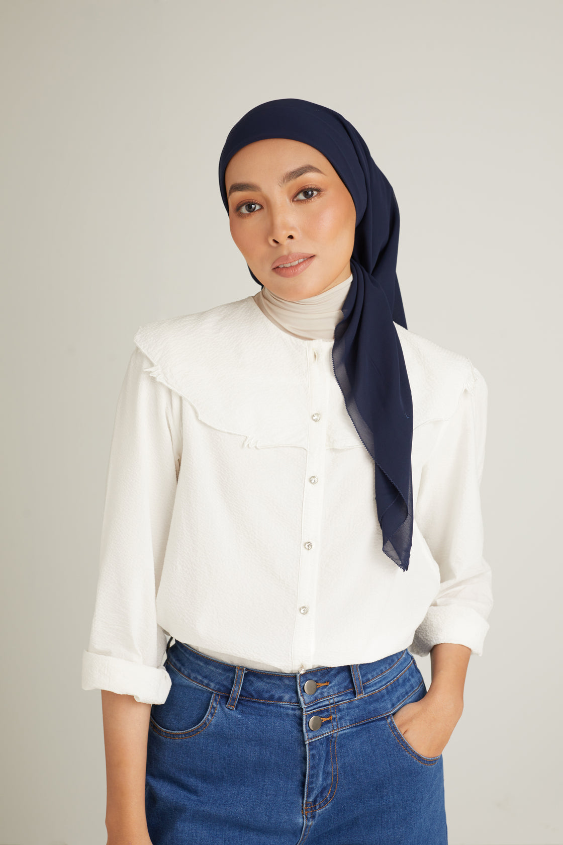 Clara Navy Blue Head Scarf