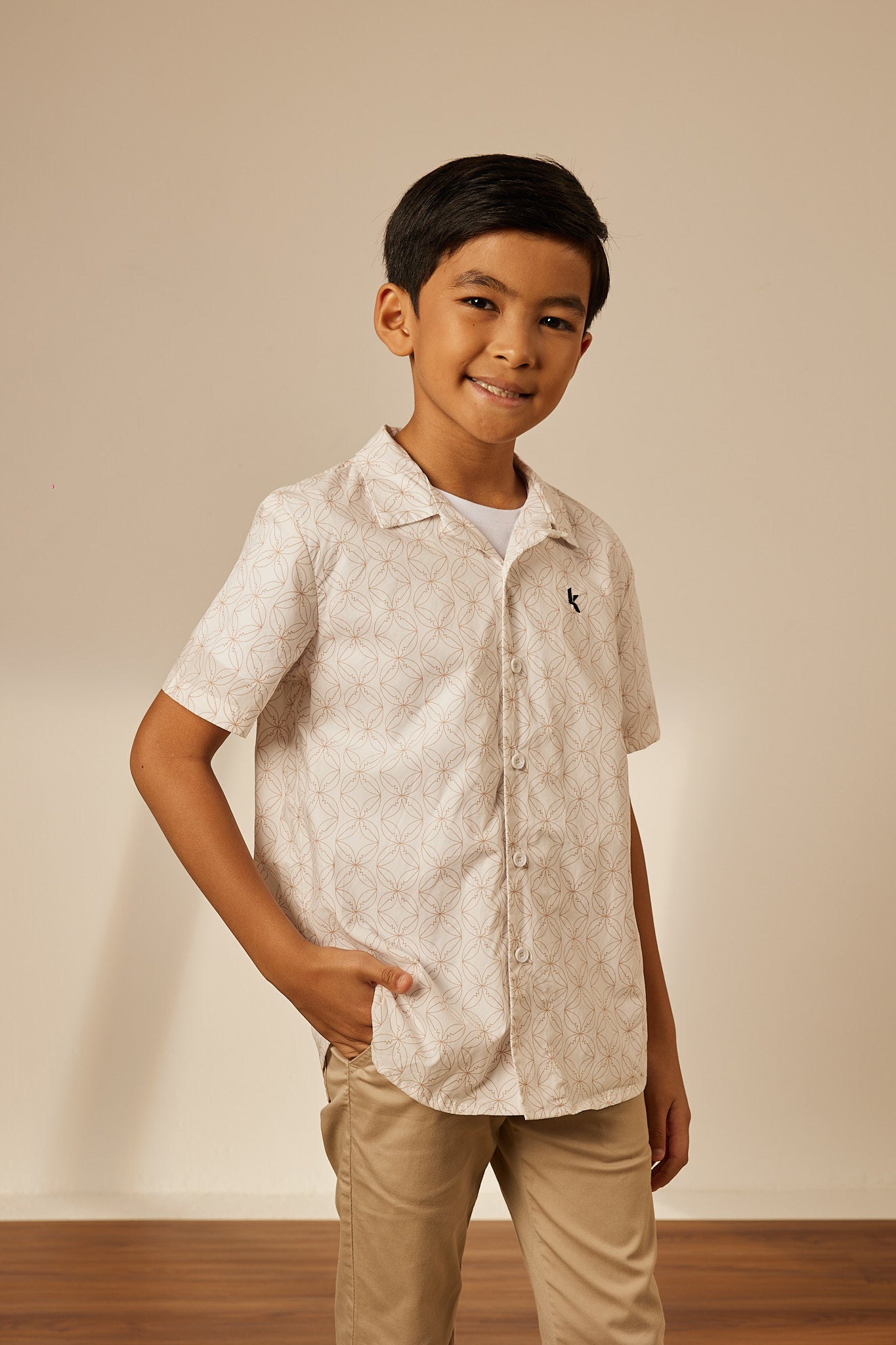 Mini Andika Nude Collared Button-Up Shirt