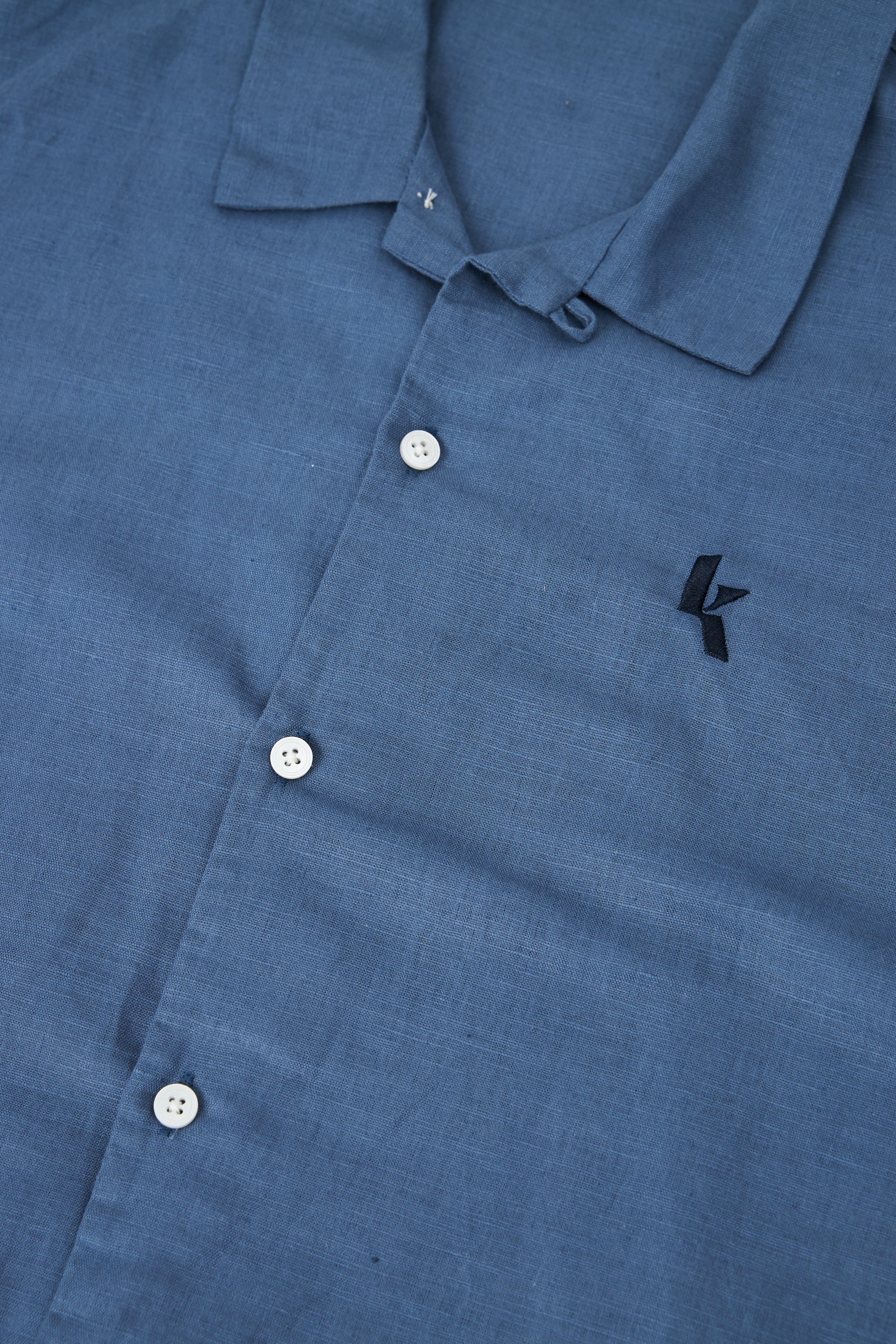Men's Smoke Blue Short Sleeve Linen Shirt