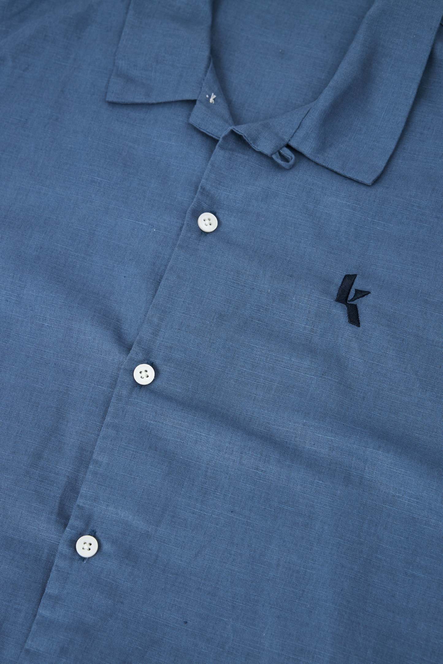Men's Smoke Blue Short Sleeve Linen Shirt