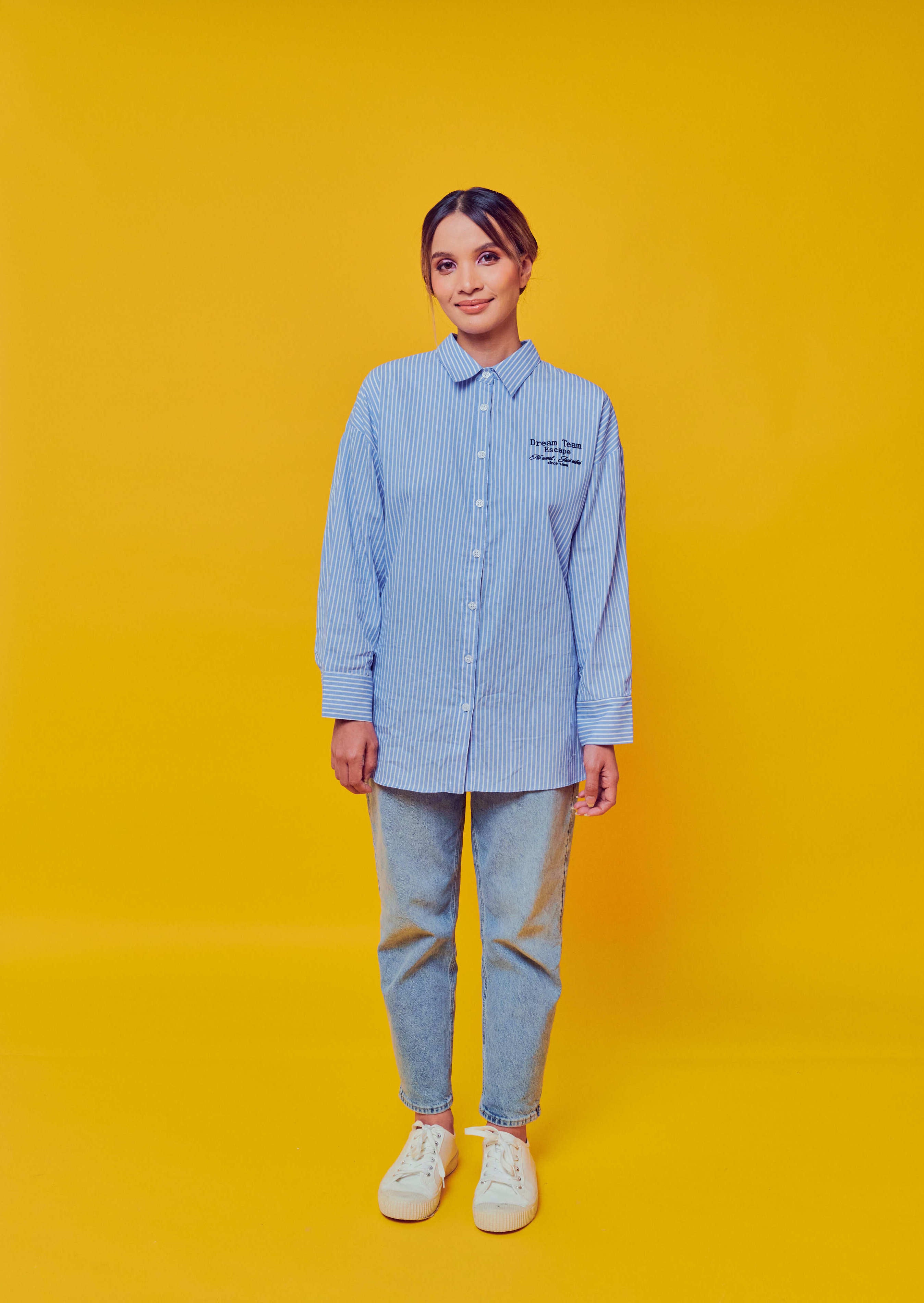 Dream Team Blue Oversized Striped Shirt