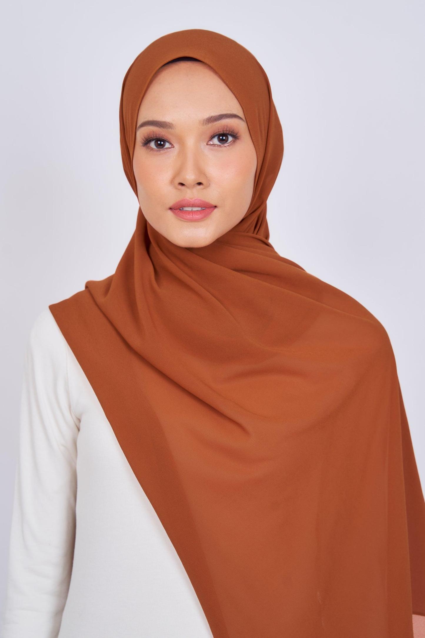 Women's Chiffon Shawl in Burnt Orange
