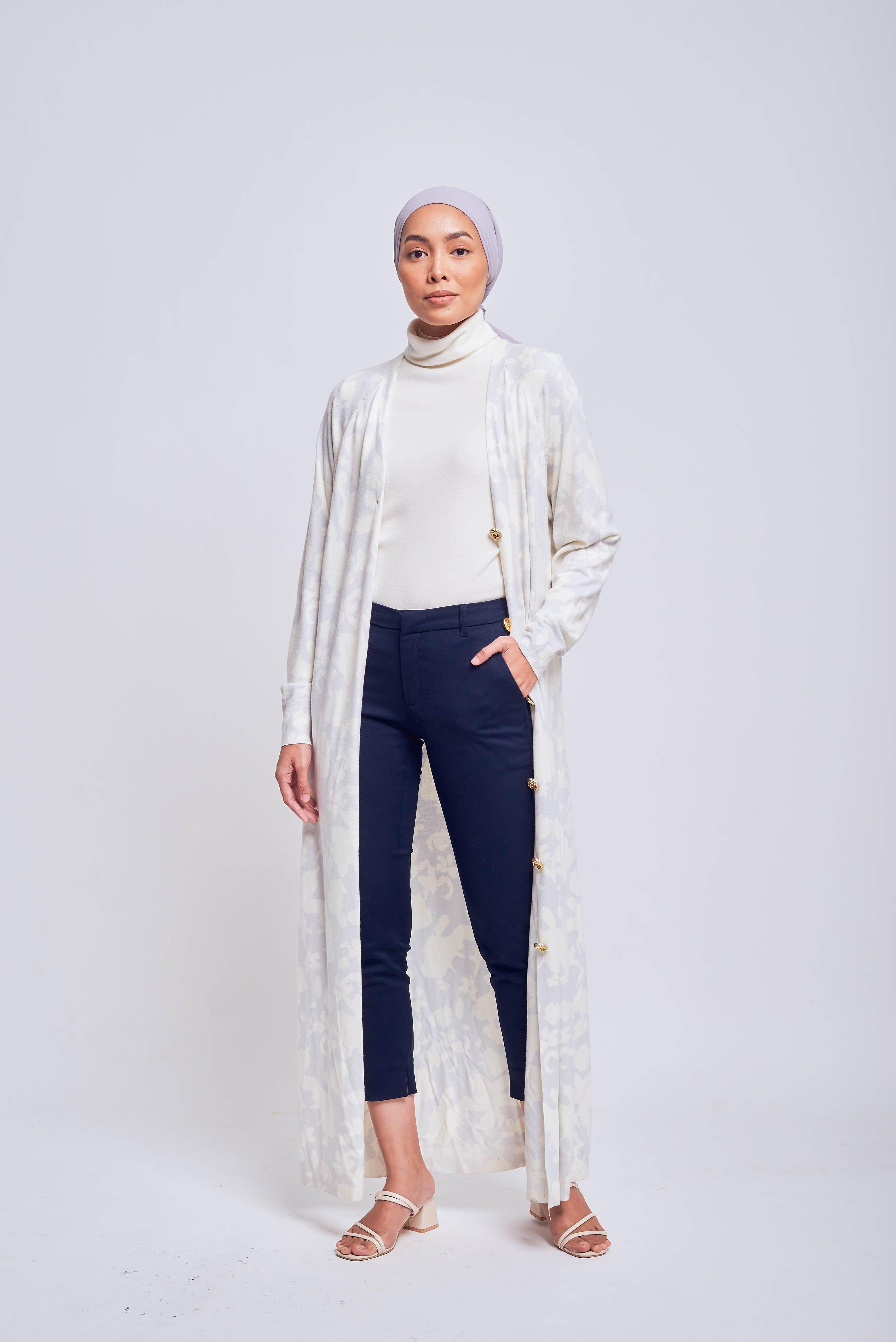 Daffodil Long Greyish Blue Cardigan - Mimpikita