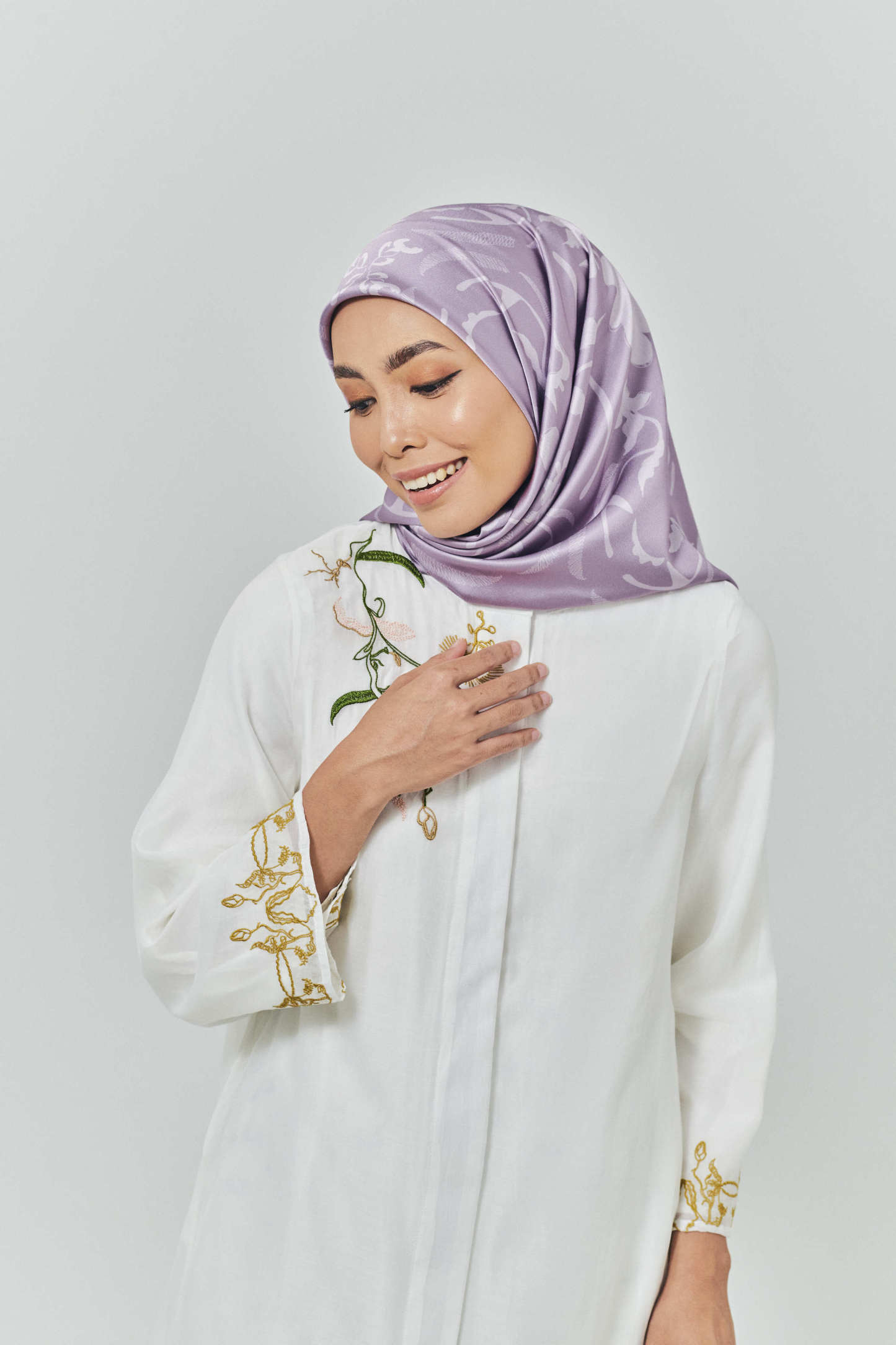 Hanna Purple Satin Square Scarf