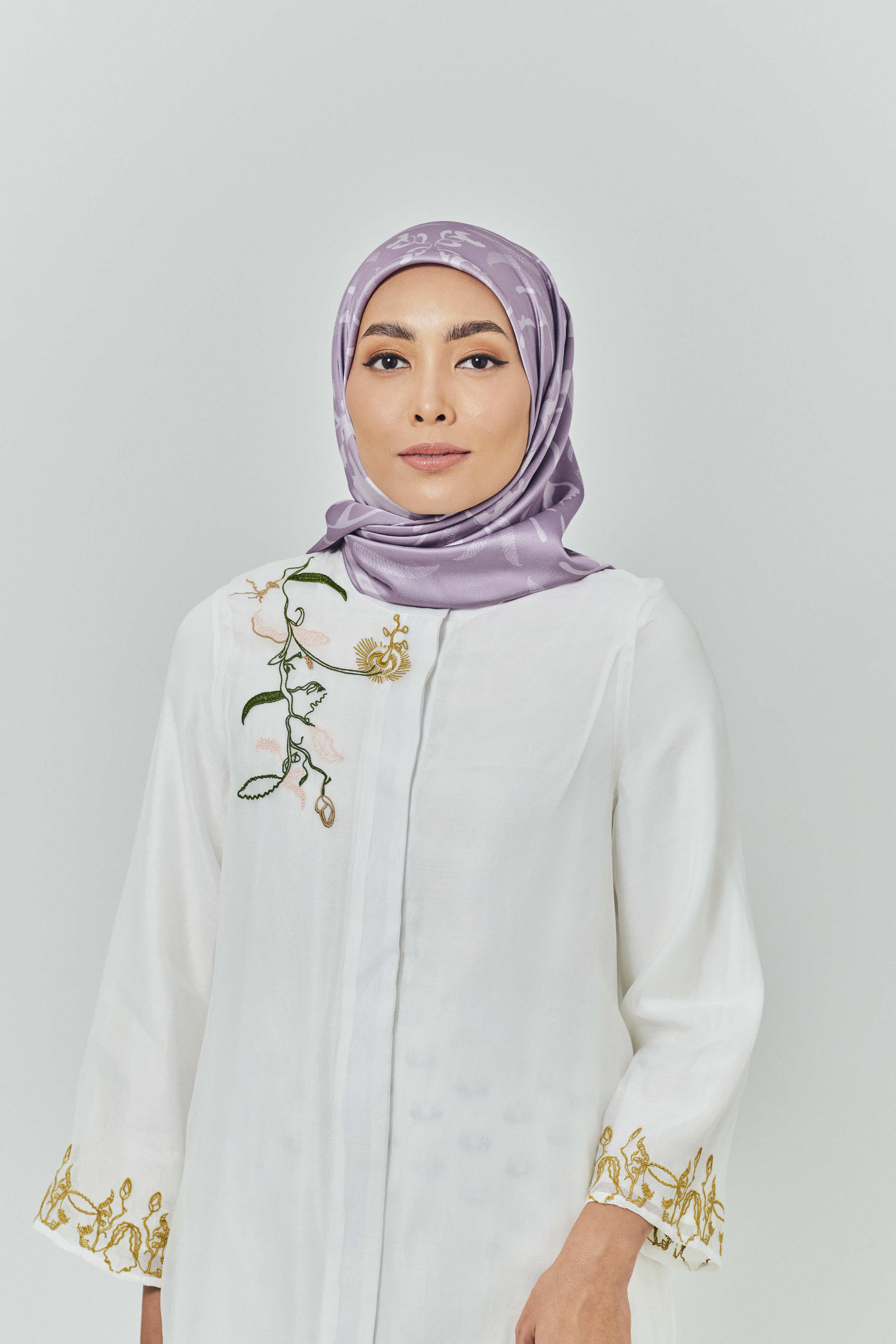 Hanna Purple Satin Square Scarf