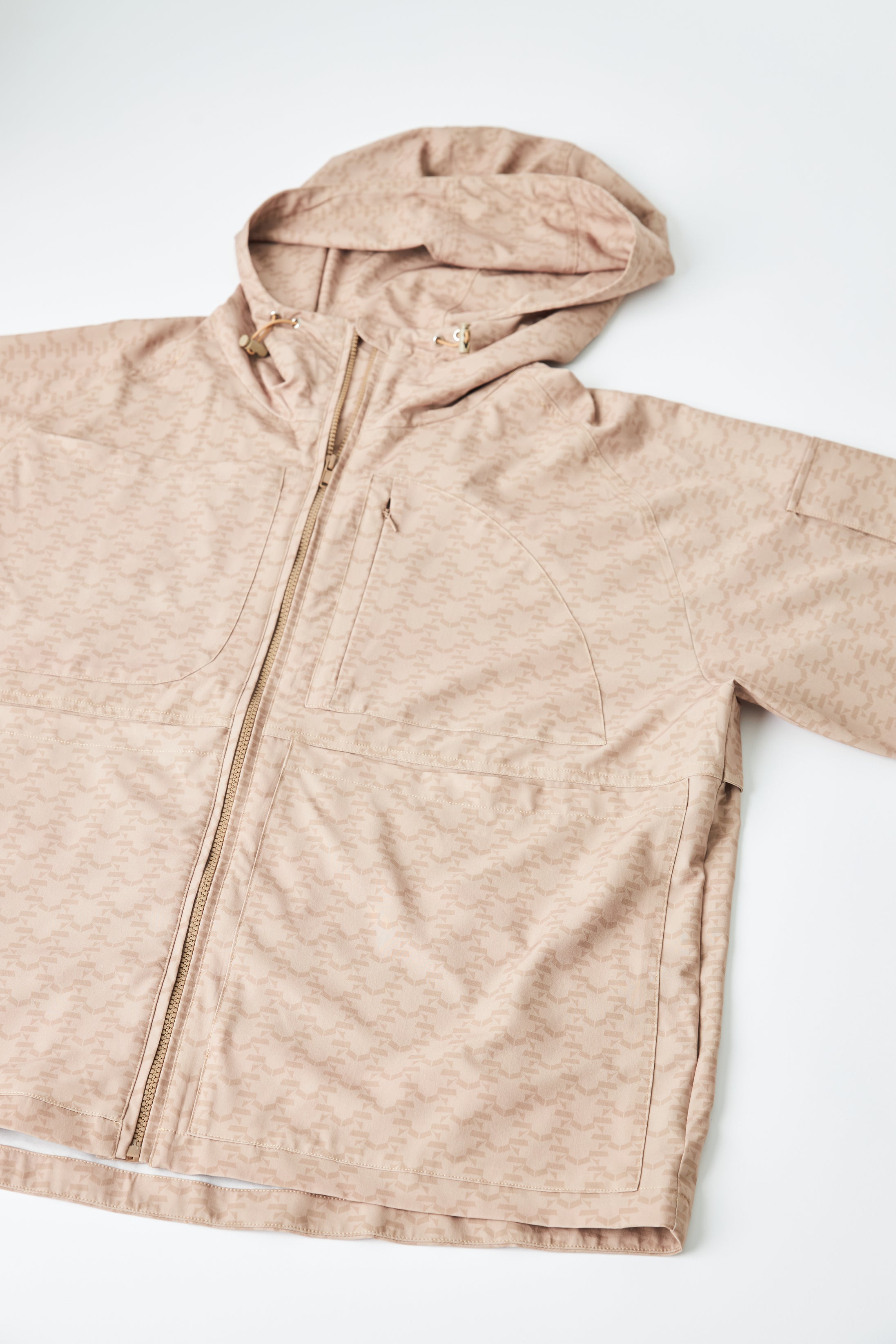Brown Printed Parka Jacket for Ladies