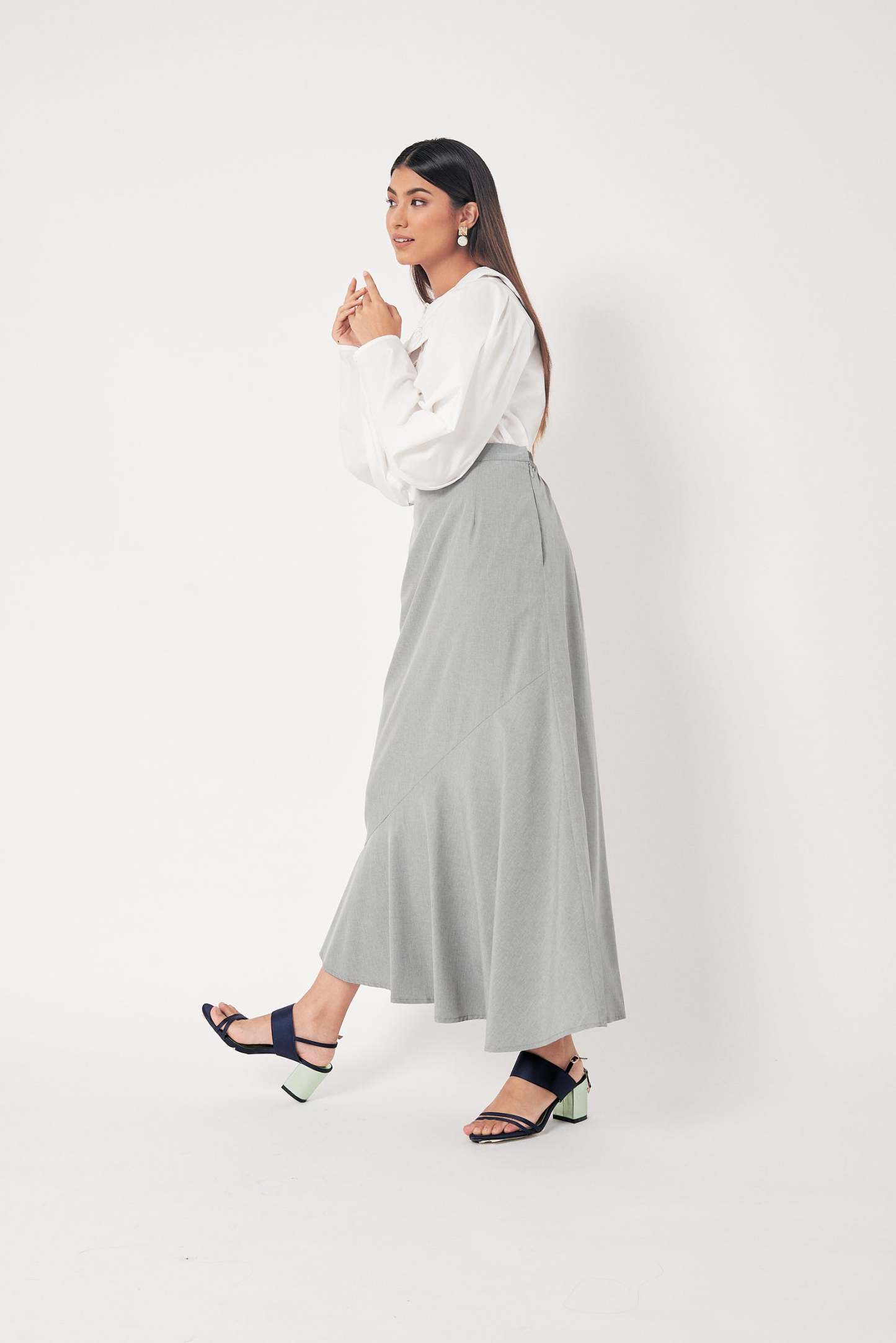Grey Side Bias Skirt
