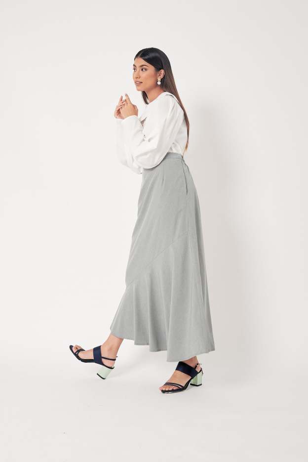 Grey Side Bias Skirt