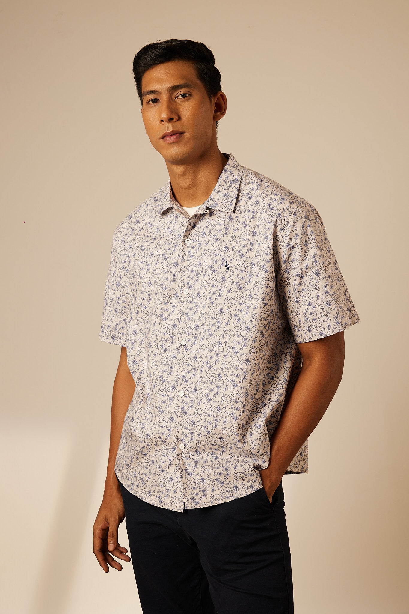 Adi Brown Collared Button-Up Shirt - Men's