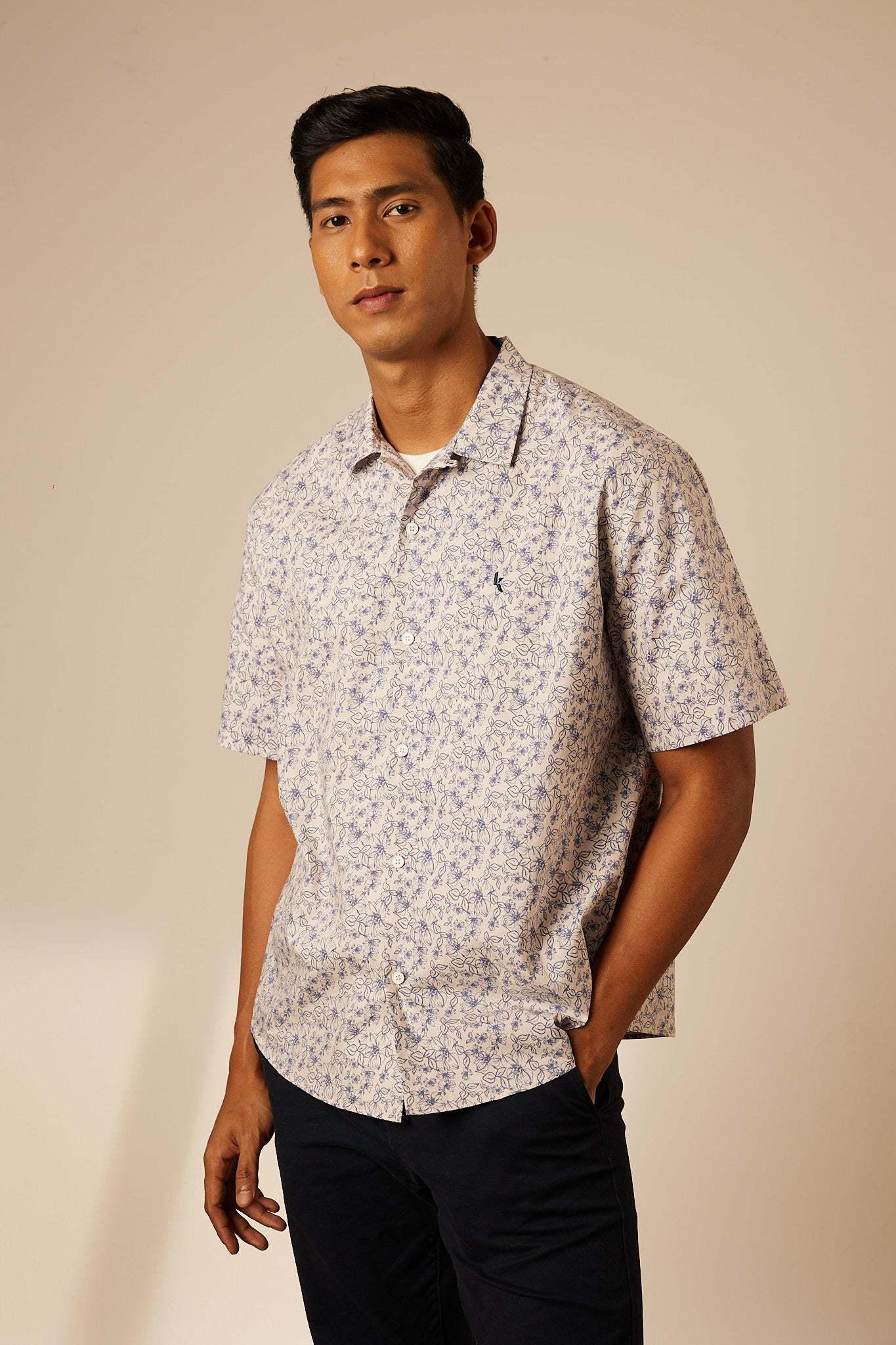 Adi Brown Collared Button-Up Shirt - Men's