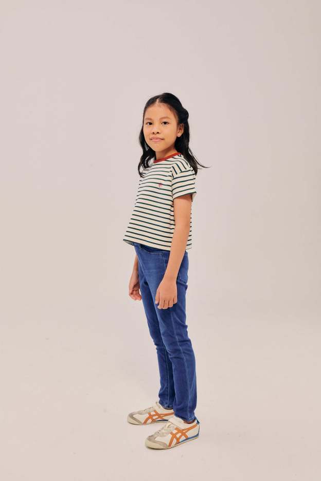 Mini Classic Embroidered Ivory Striped Shirt