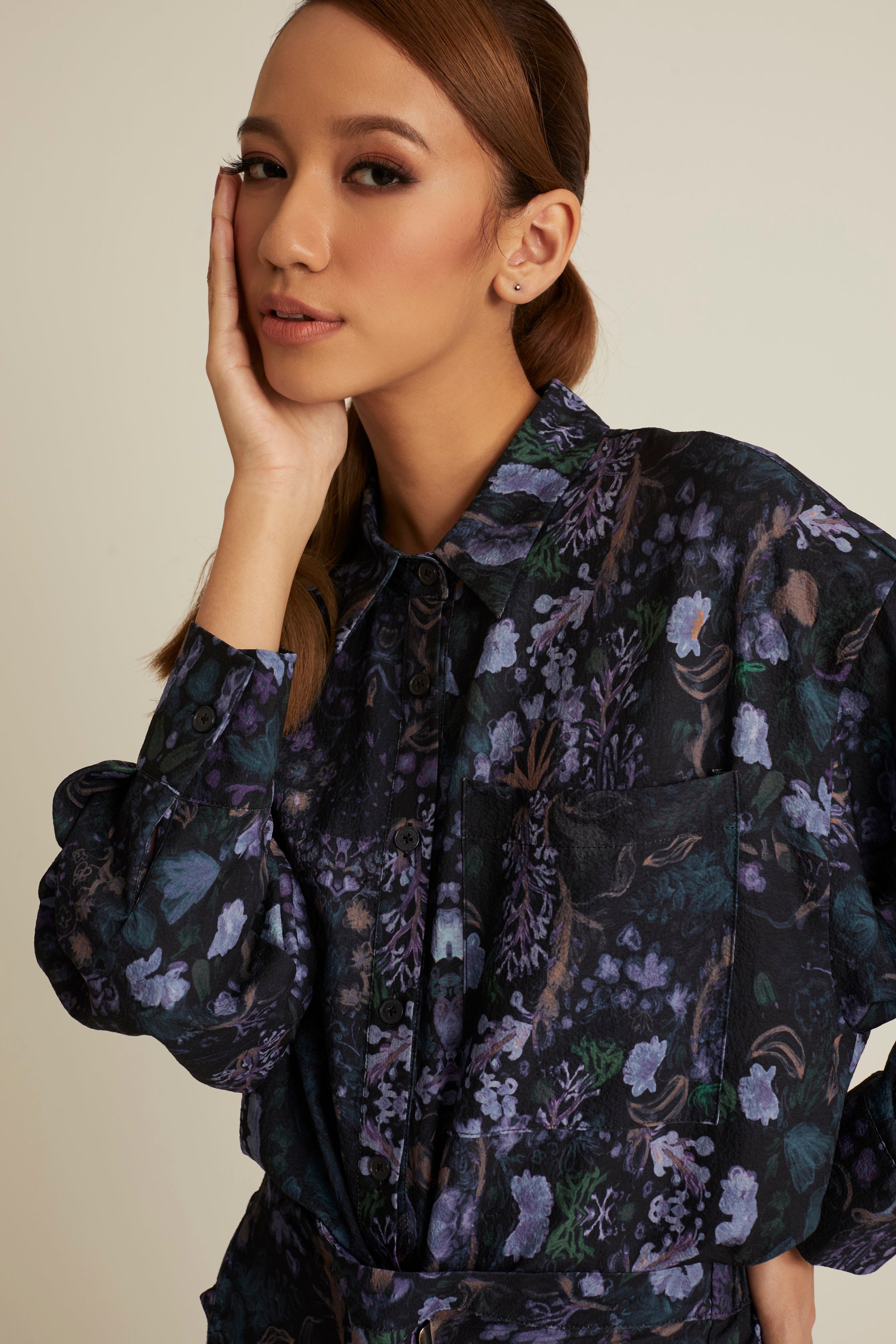 Esme Black Printed Shirt with Long Sleeve