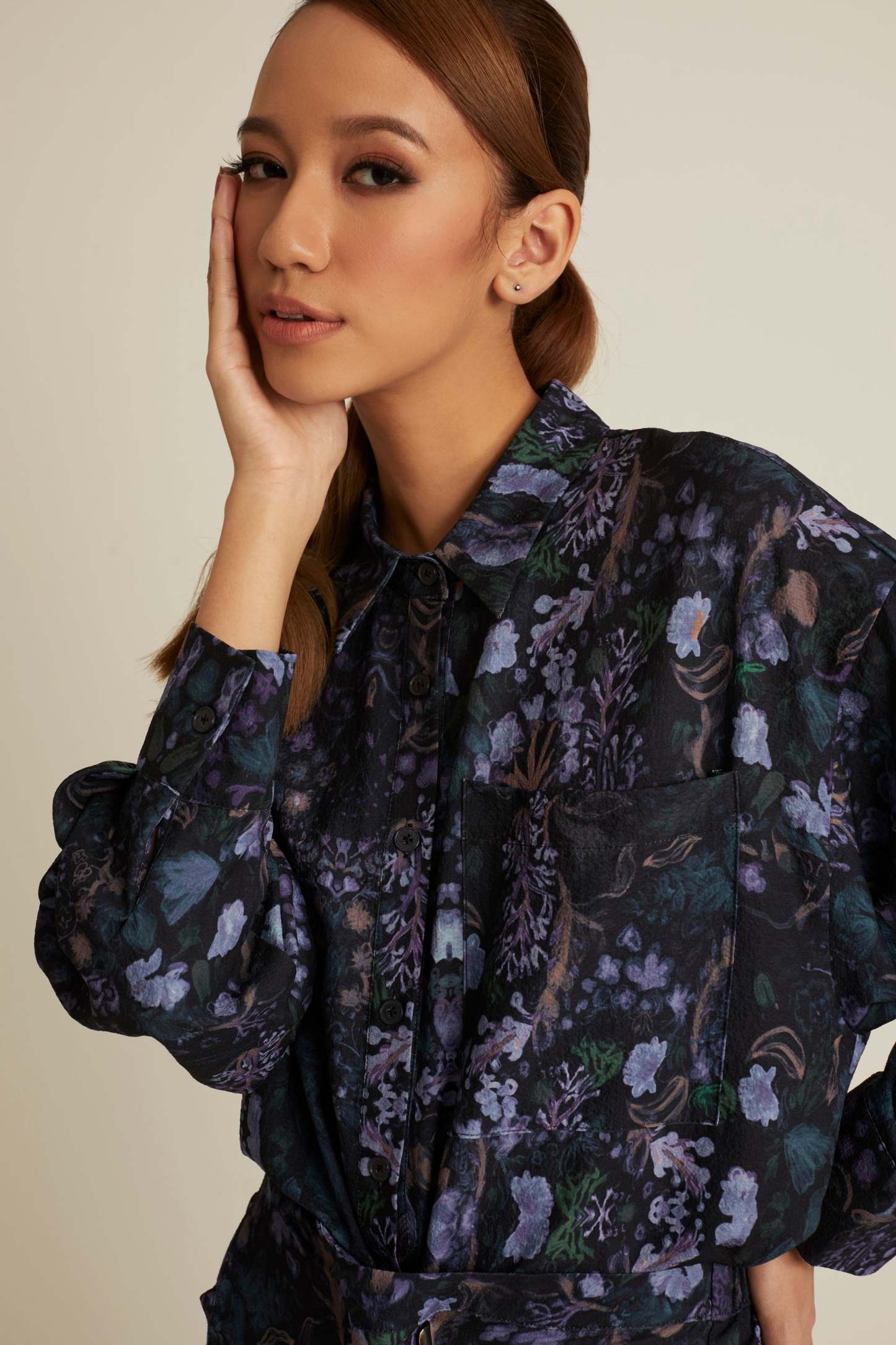 Esme Black Printed Shirt with Long Sleeve