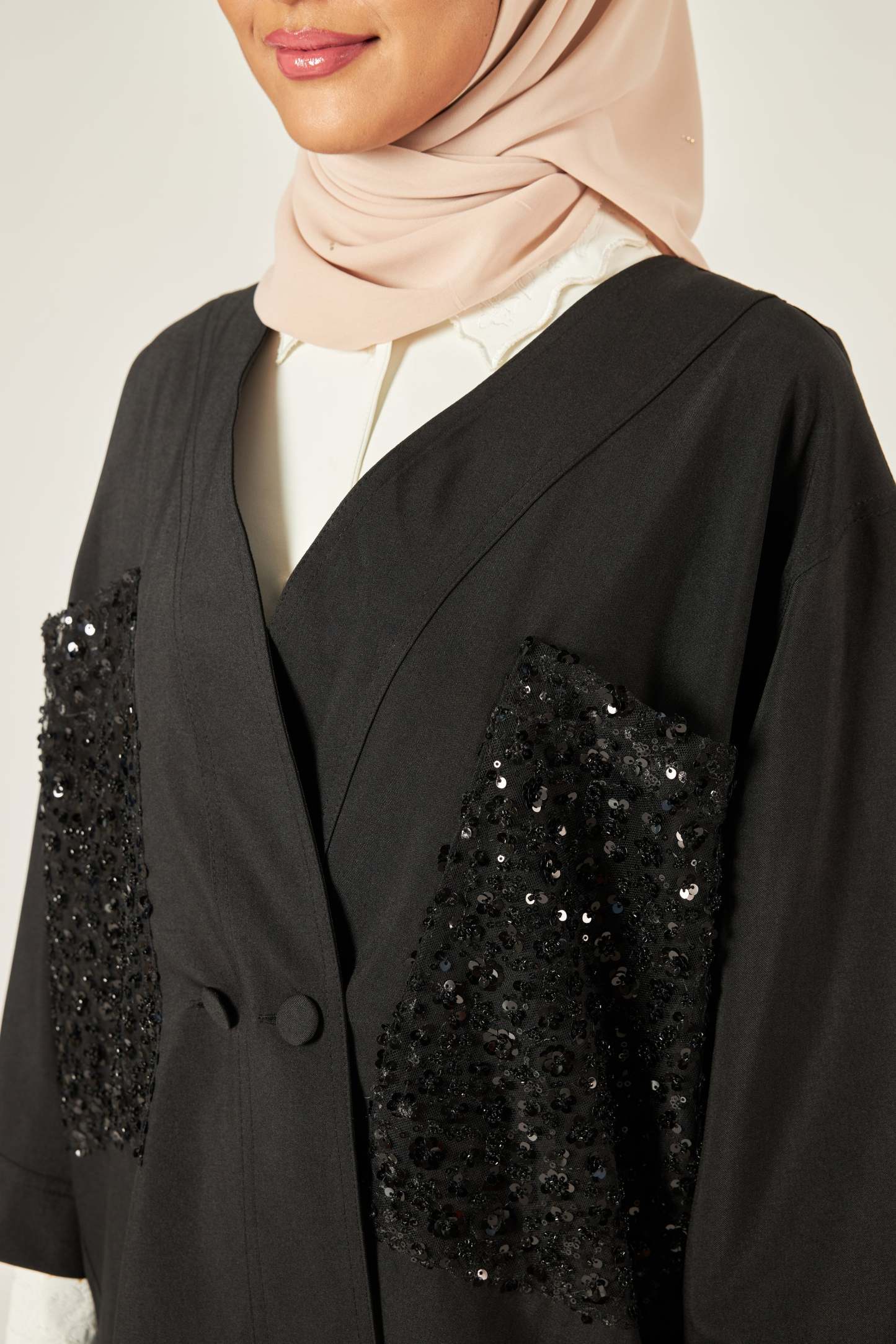 Lucille Black Sequin Kimono