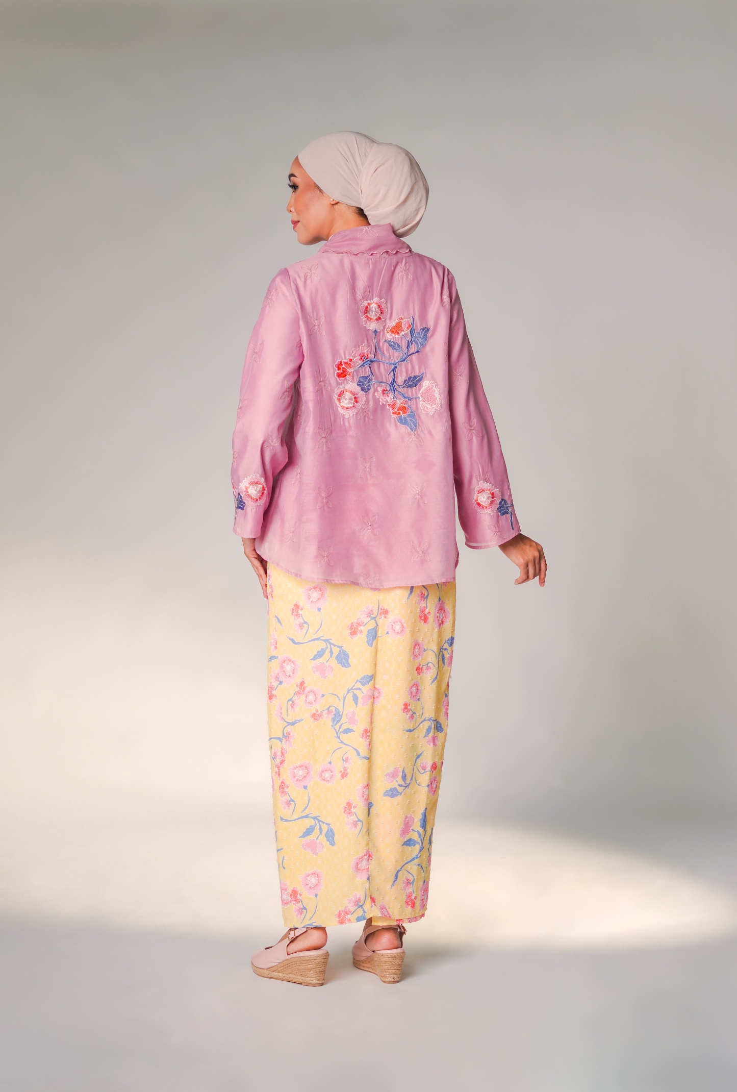 Purple Mawar Loose Kebaya Kurung Set